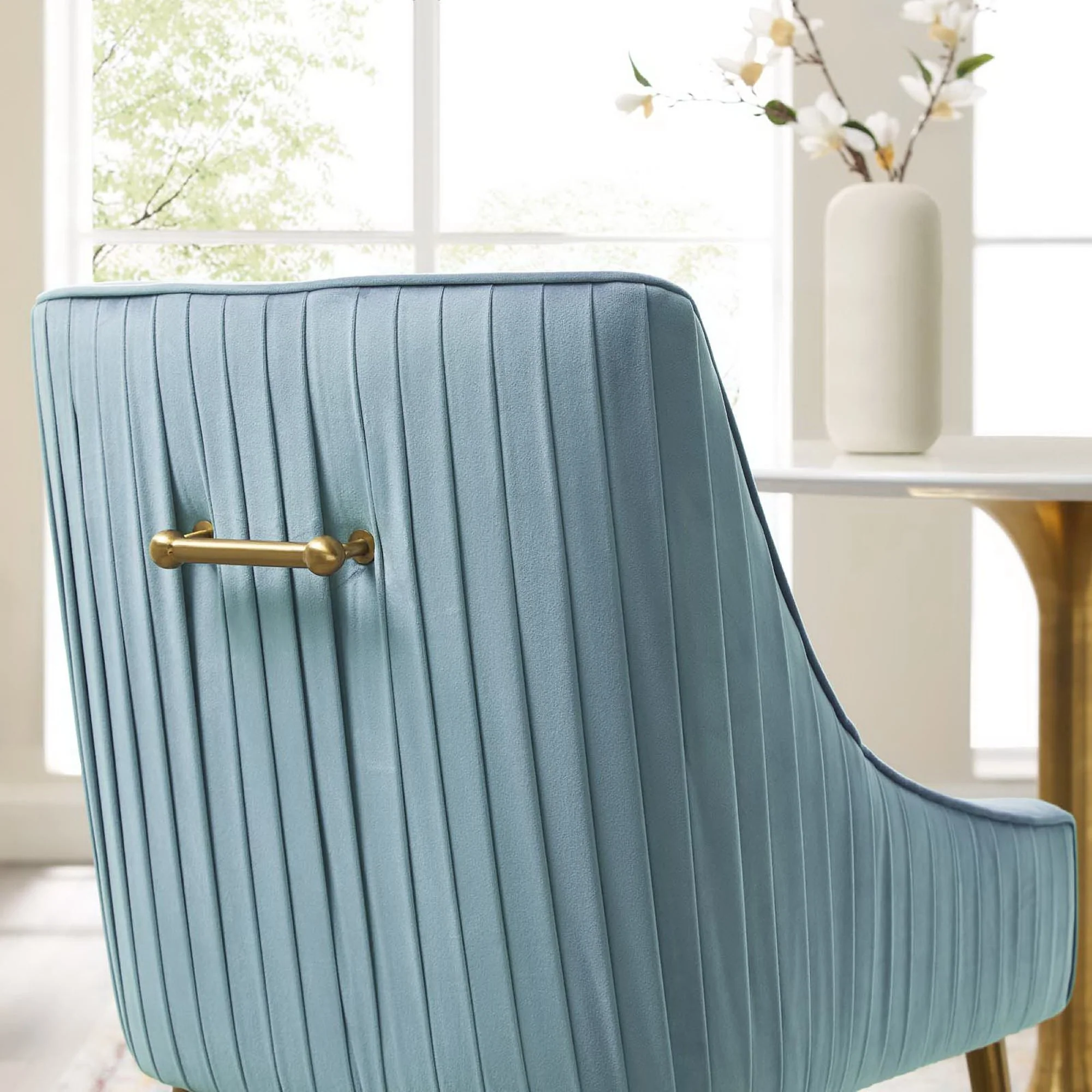 Discern Pleated Back Upholstered Performance Velvet Dining Chair by Modway - Image 6