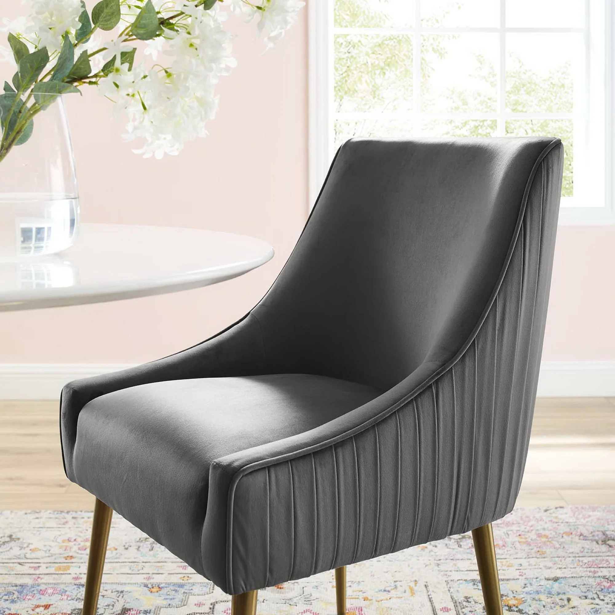 Discern Pleated Back Upholstered Performance Velvet Dining Chair by Modway - Image 7