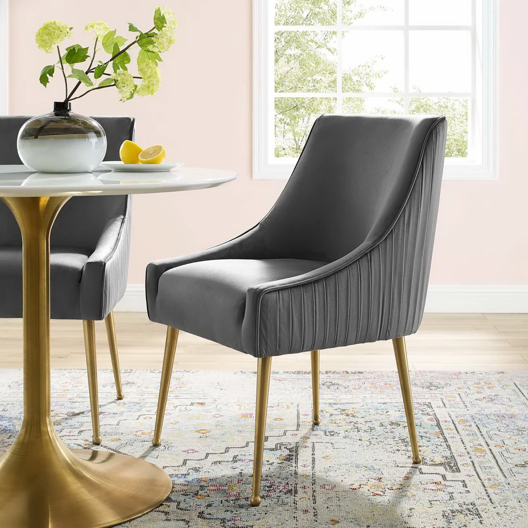 Discern Pleated Back Upholstered Performance Velvet Dining Chair by Modway - Image 8