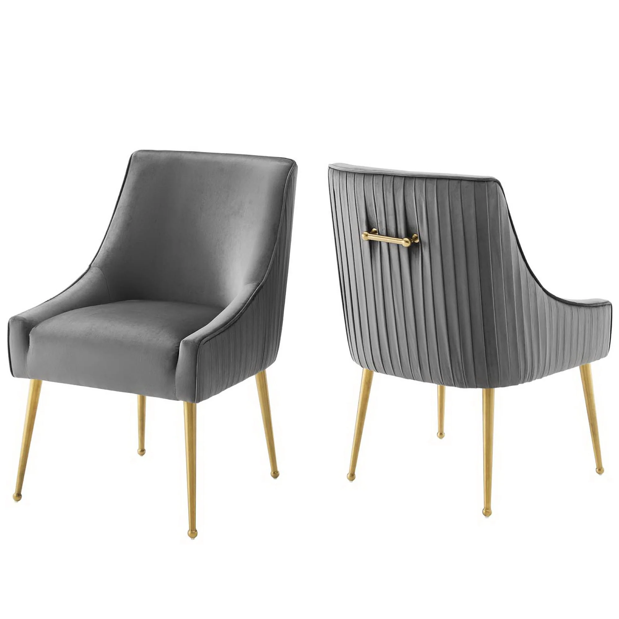Discern Pleated Back Upholstered Performance Velvet Dining Chair Set of 2 by Modway - Image 8