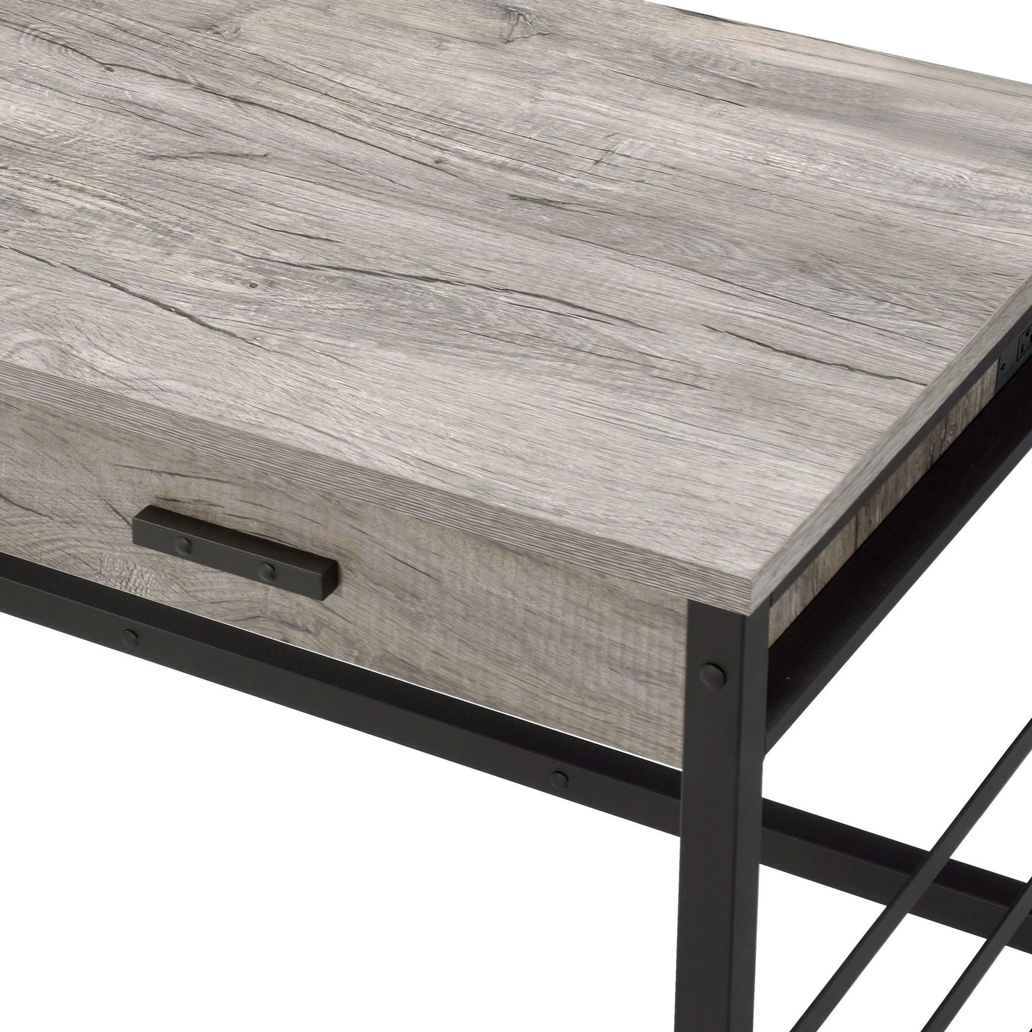 Disho - Weathered Writing Desk With USB - Oak - Image 3