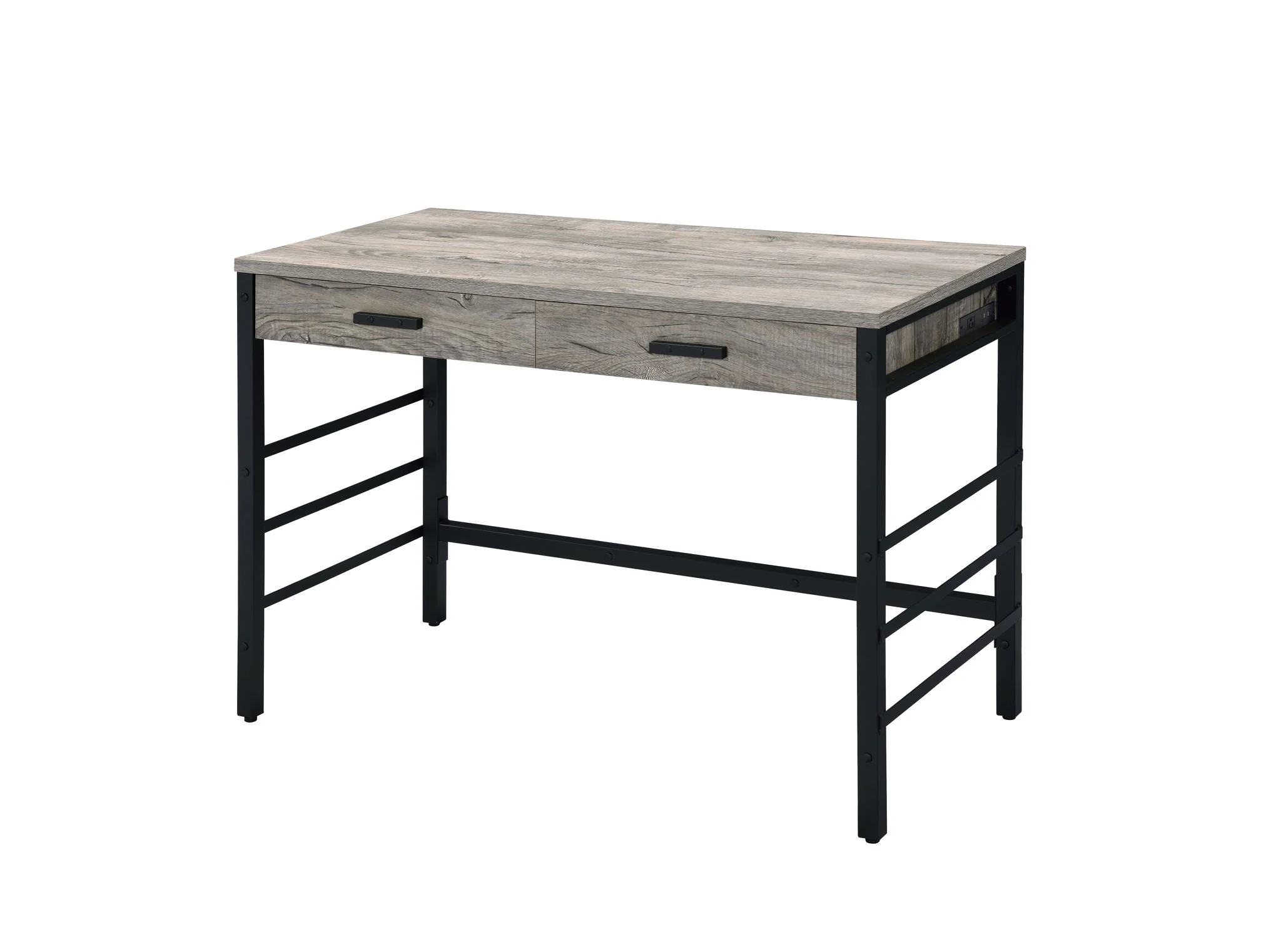 Disho - Weathered Writing Desk With USB - Oak - Image 4