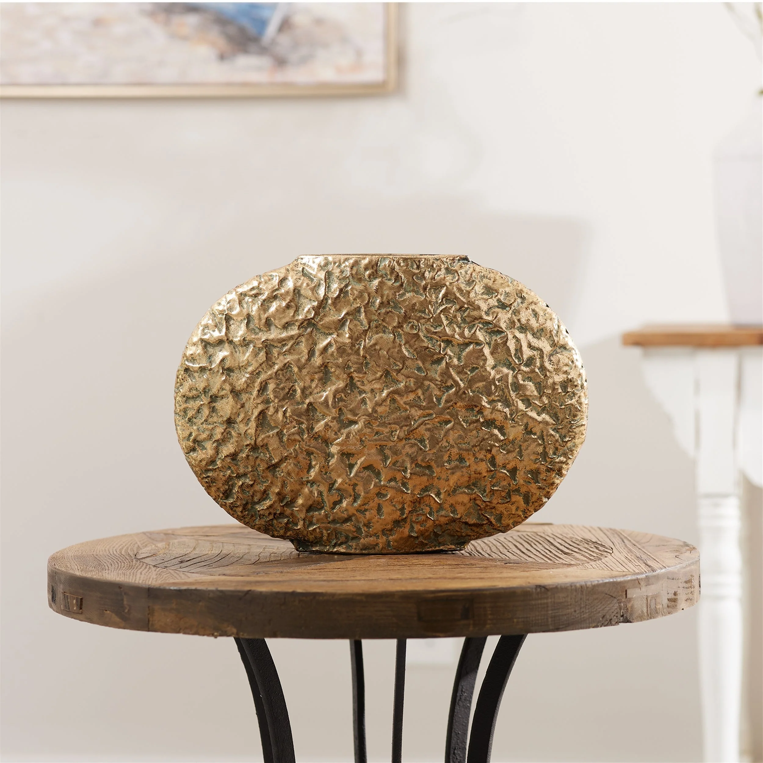 Distressed Flat Metal Vase (Set of 2) - Image 2