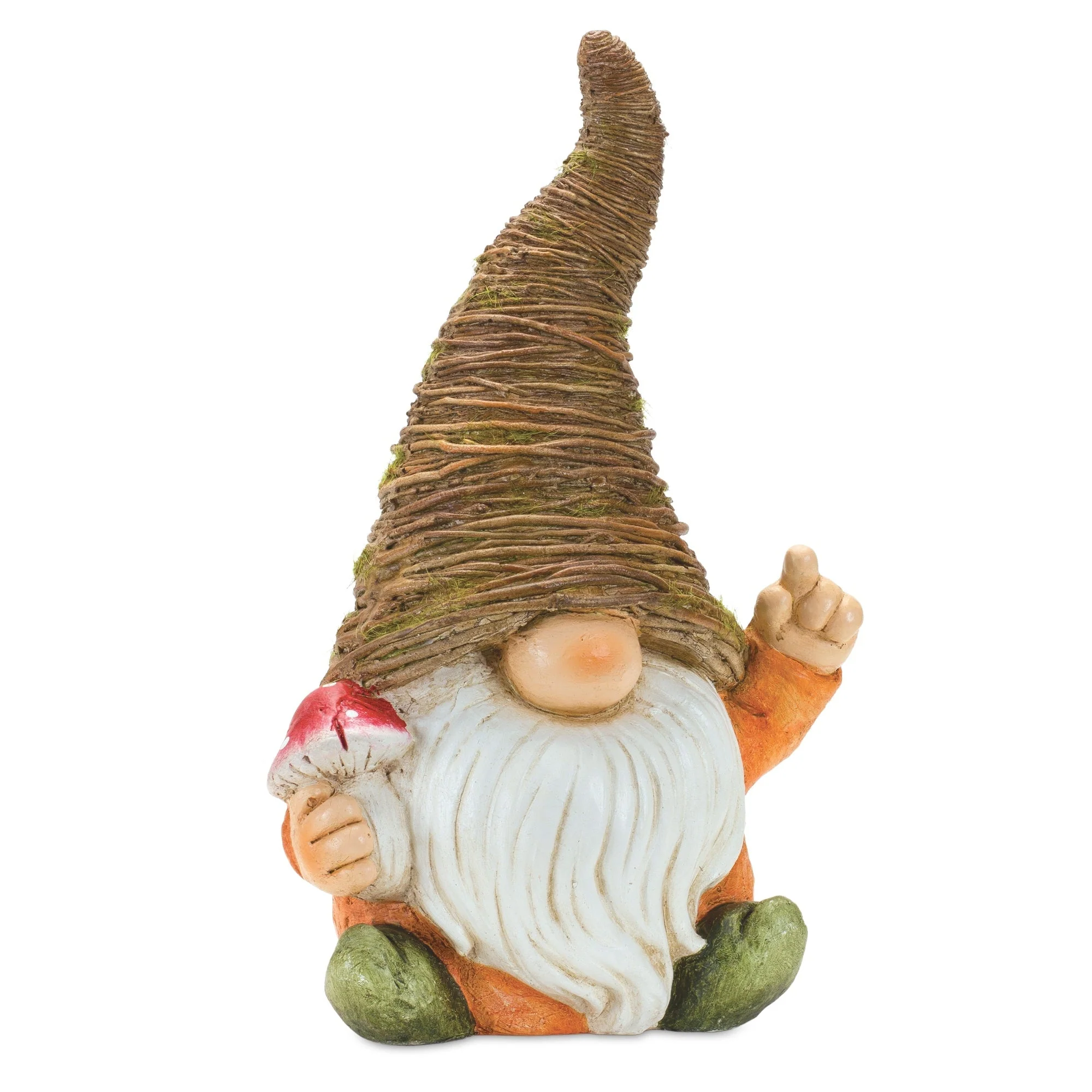 Distressed Garden Gnome Statue with Mushroom and Flower Accent (Set of 2) - Image 3