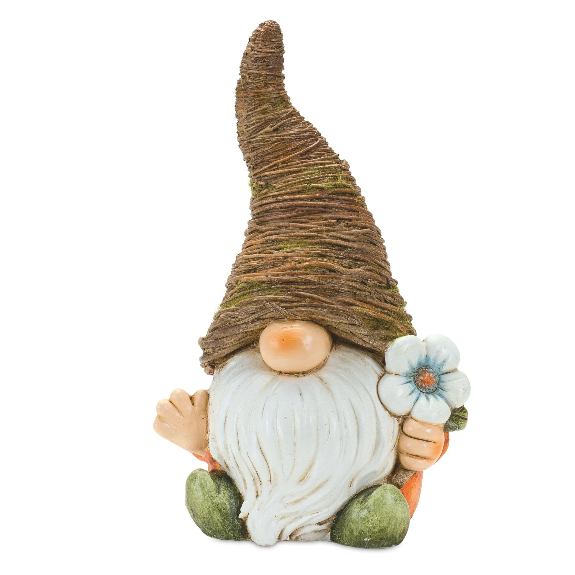 Distressed Garden Gnome Statue with Mushroom and Flower Accent (Set of 2) - Image 4