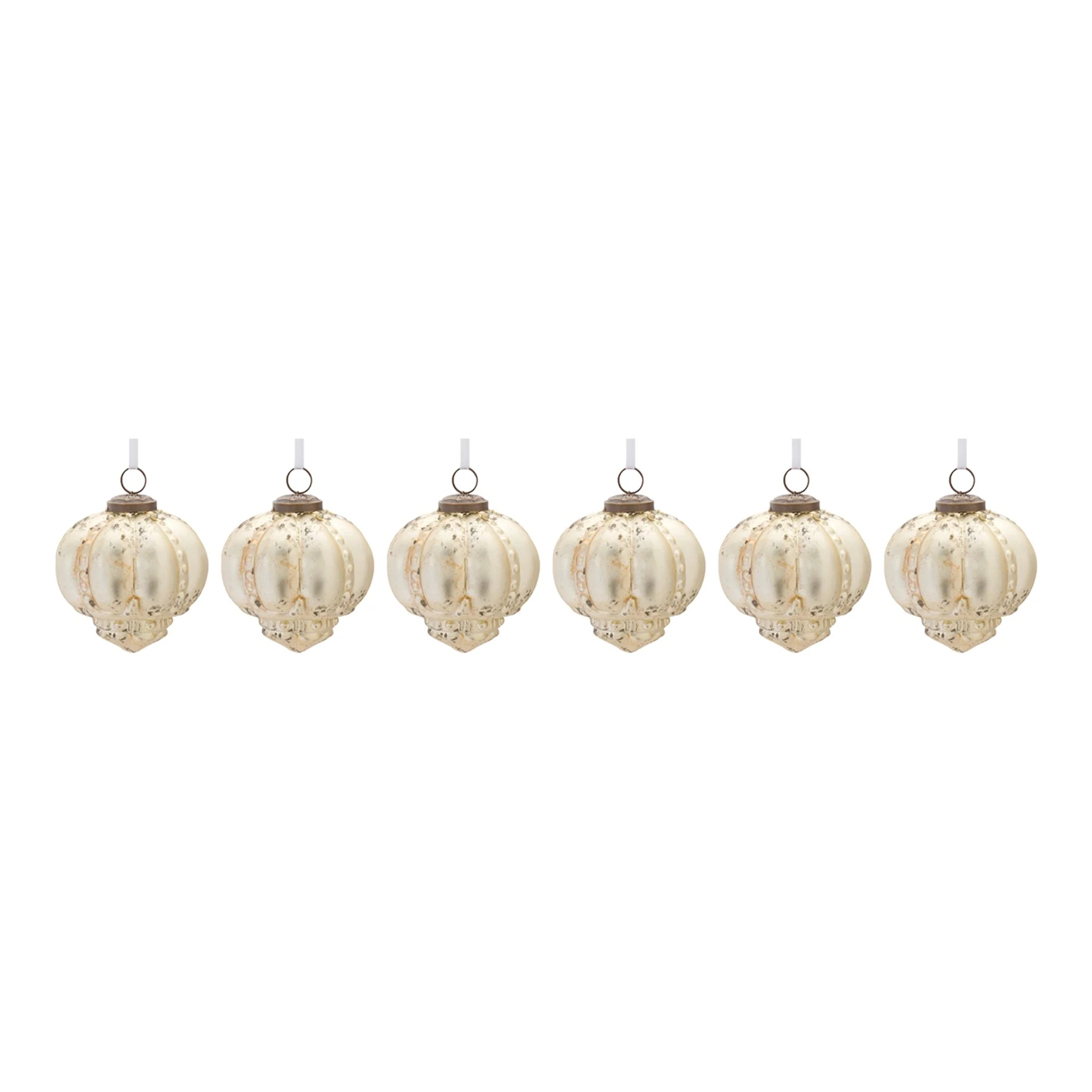 Distressed Gold Glass Ornament (Set of 6) - Image 3