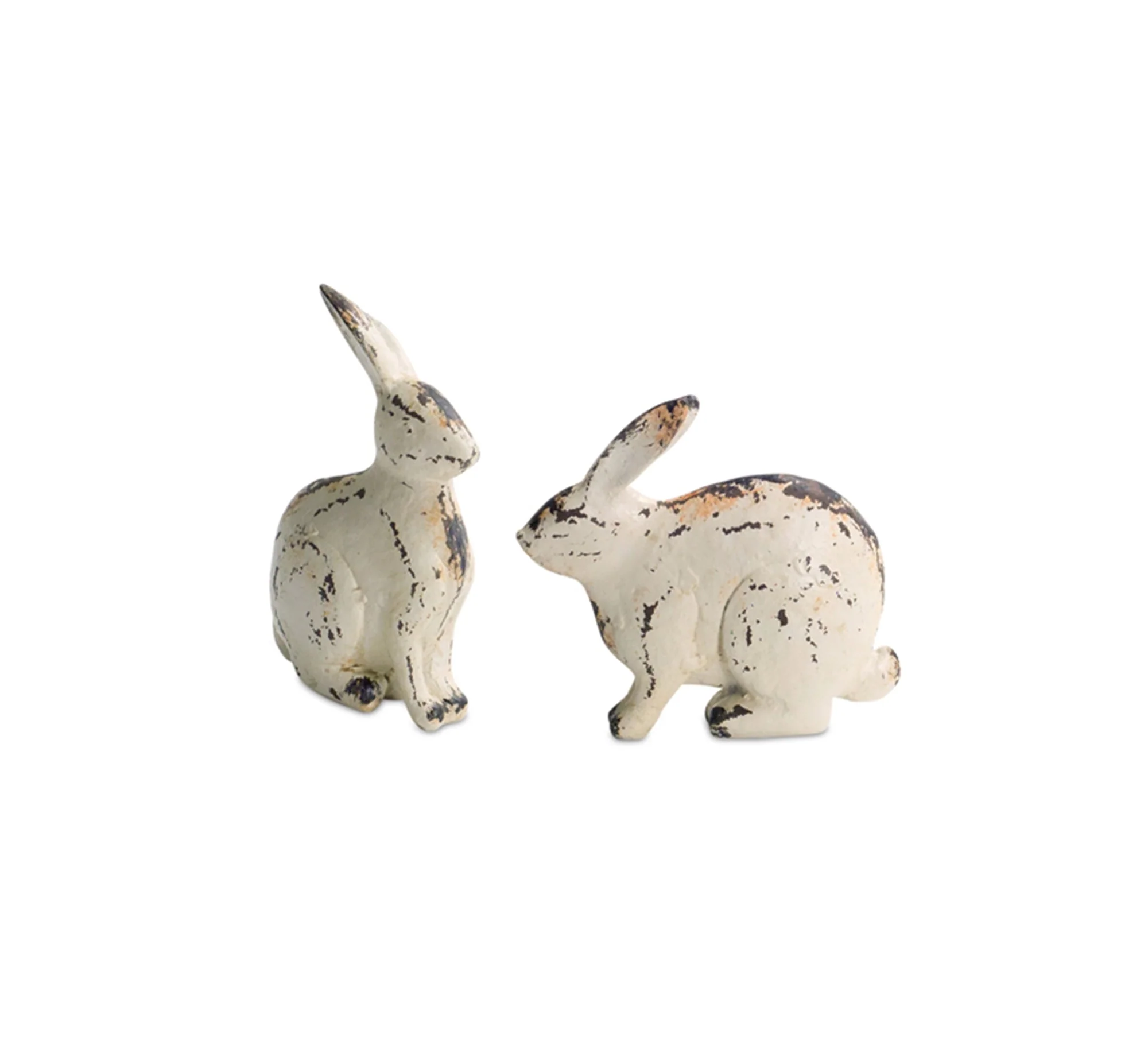 Distressed ivory rabbit figurine (set of 2) - Image 2