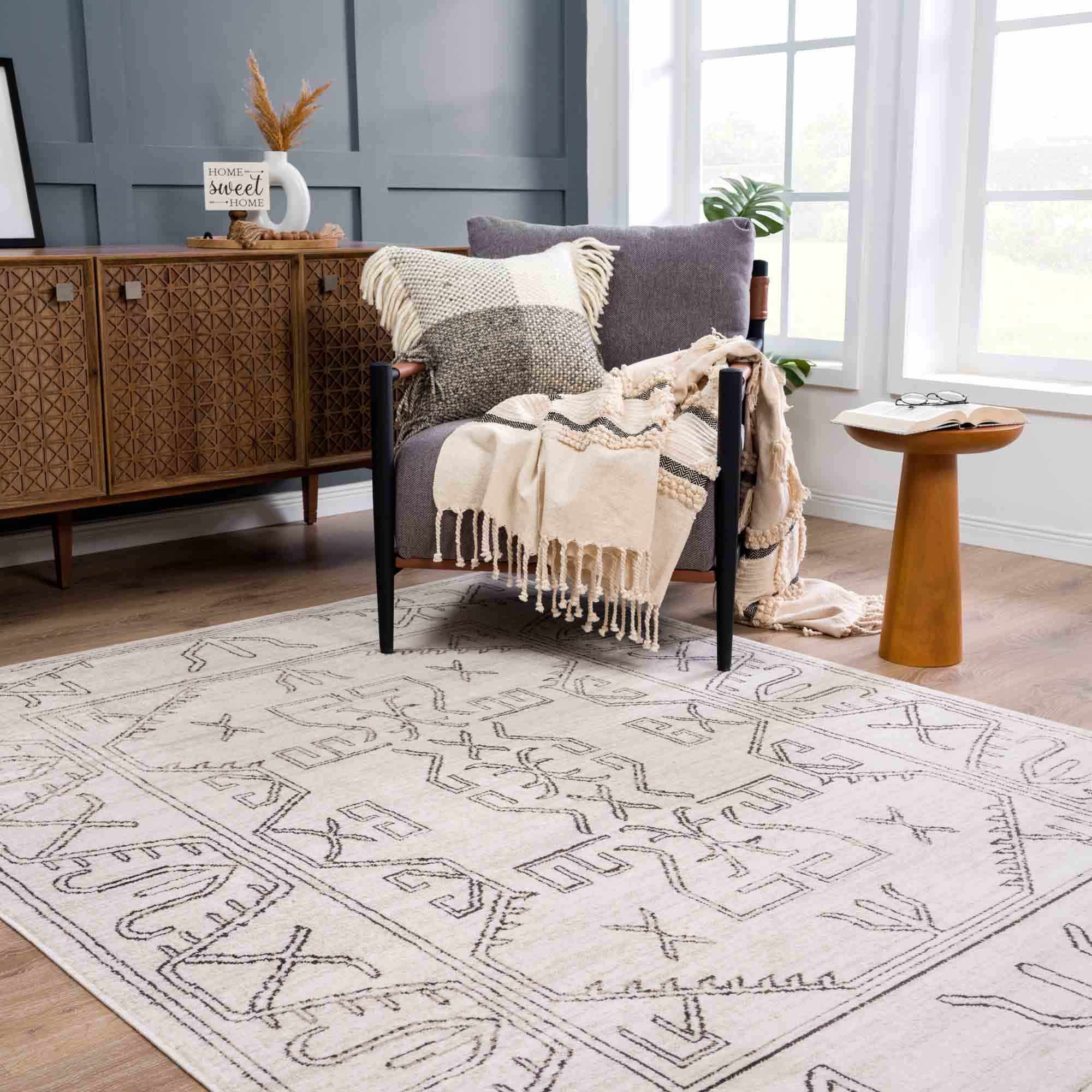 Divya Cream & Charcoal Area Rug - Clearance - Image 2