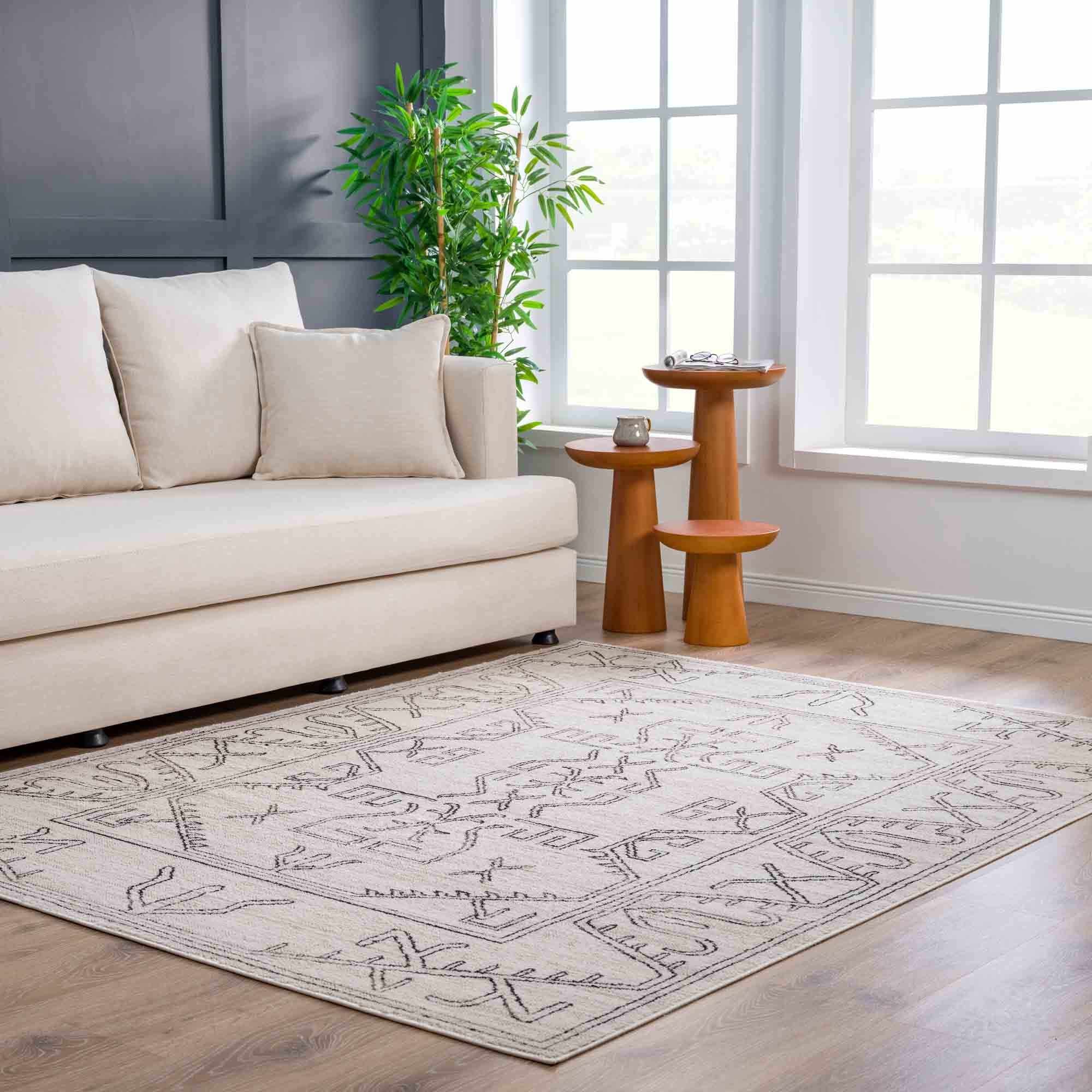 Divya Cream & Charcoal Area Rug - Clearance - Image 3