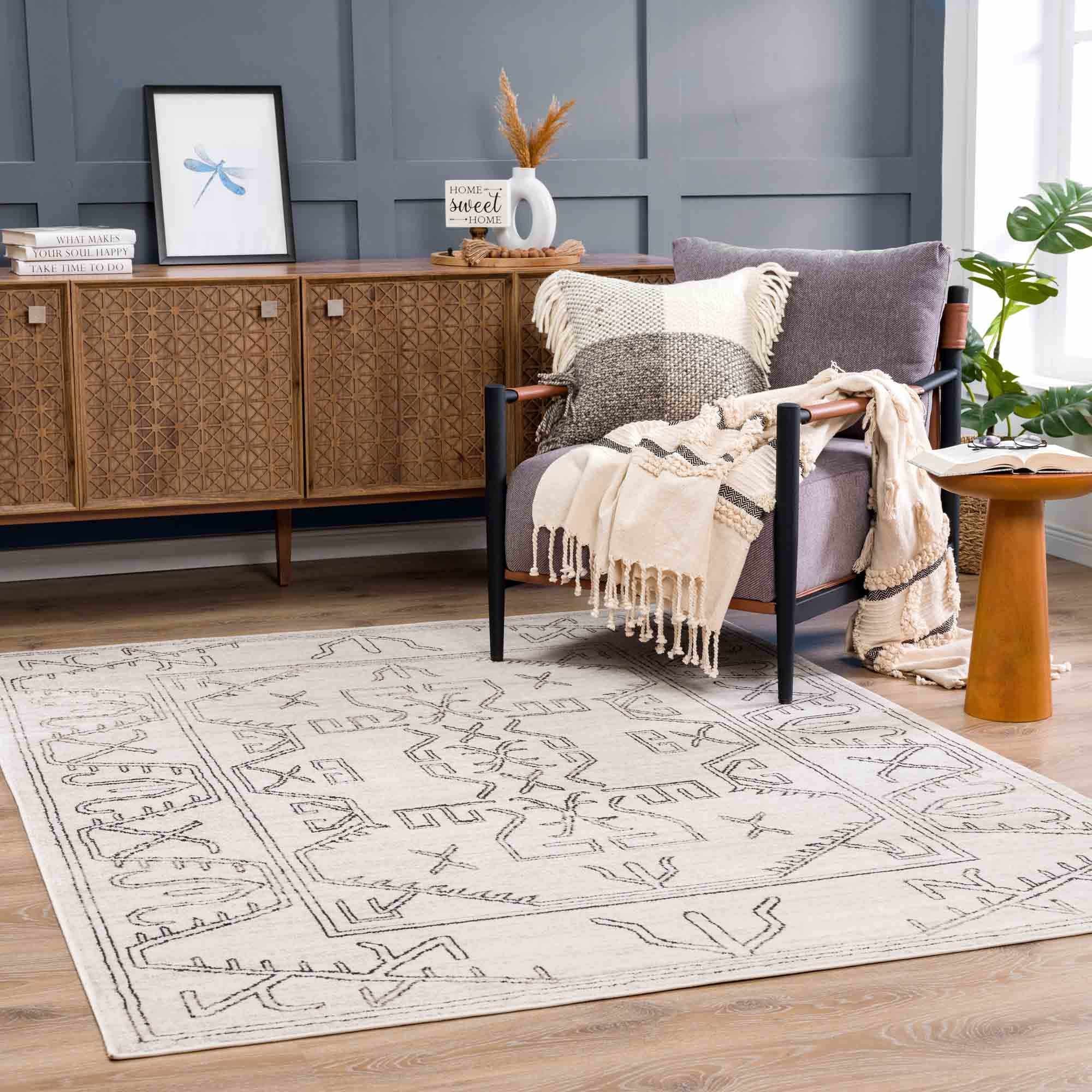 Divya Cream & Charcoal Area Rug - Clearance - Image 9