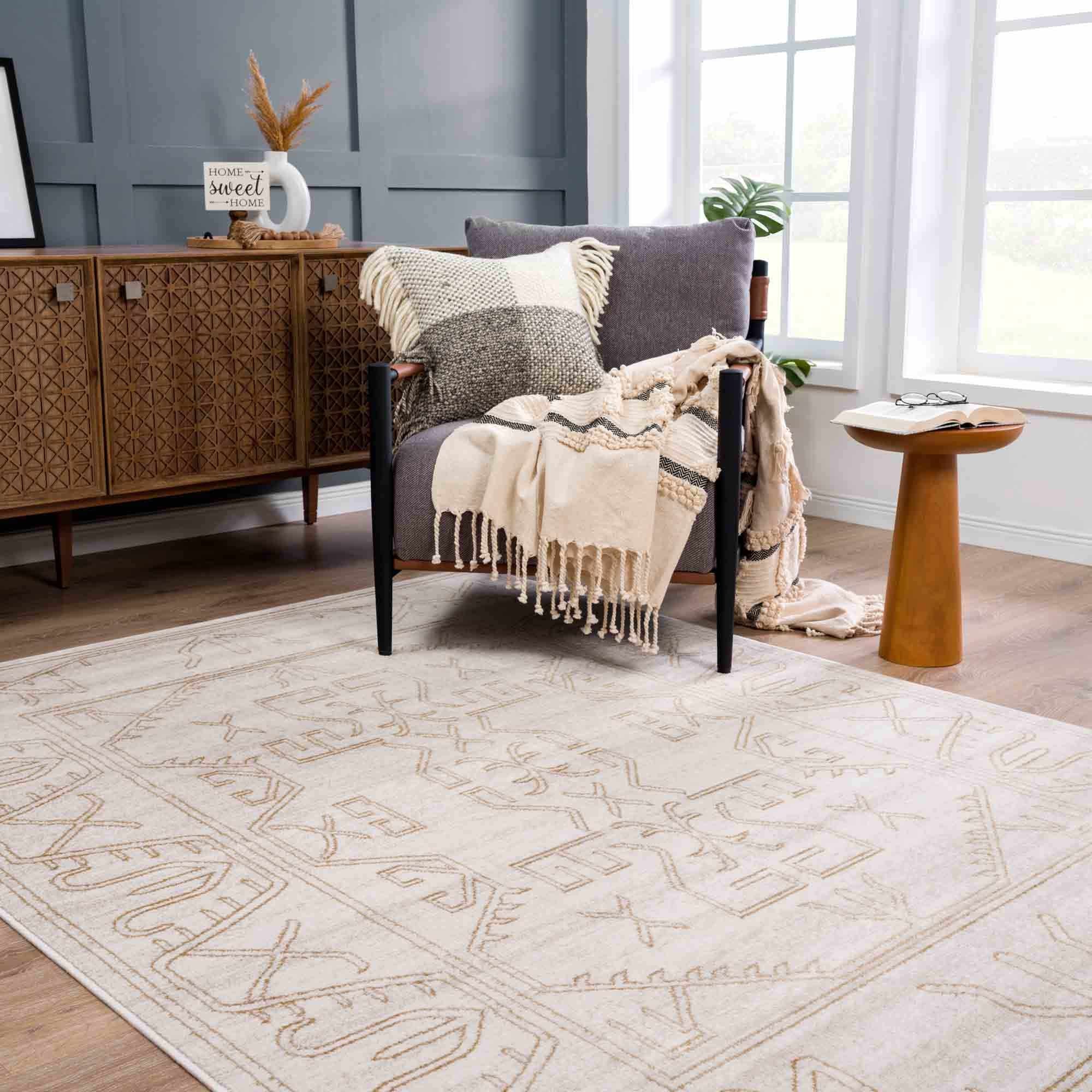 Divya Cream & Gold Area Rug - Clearance - Image 9