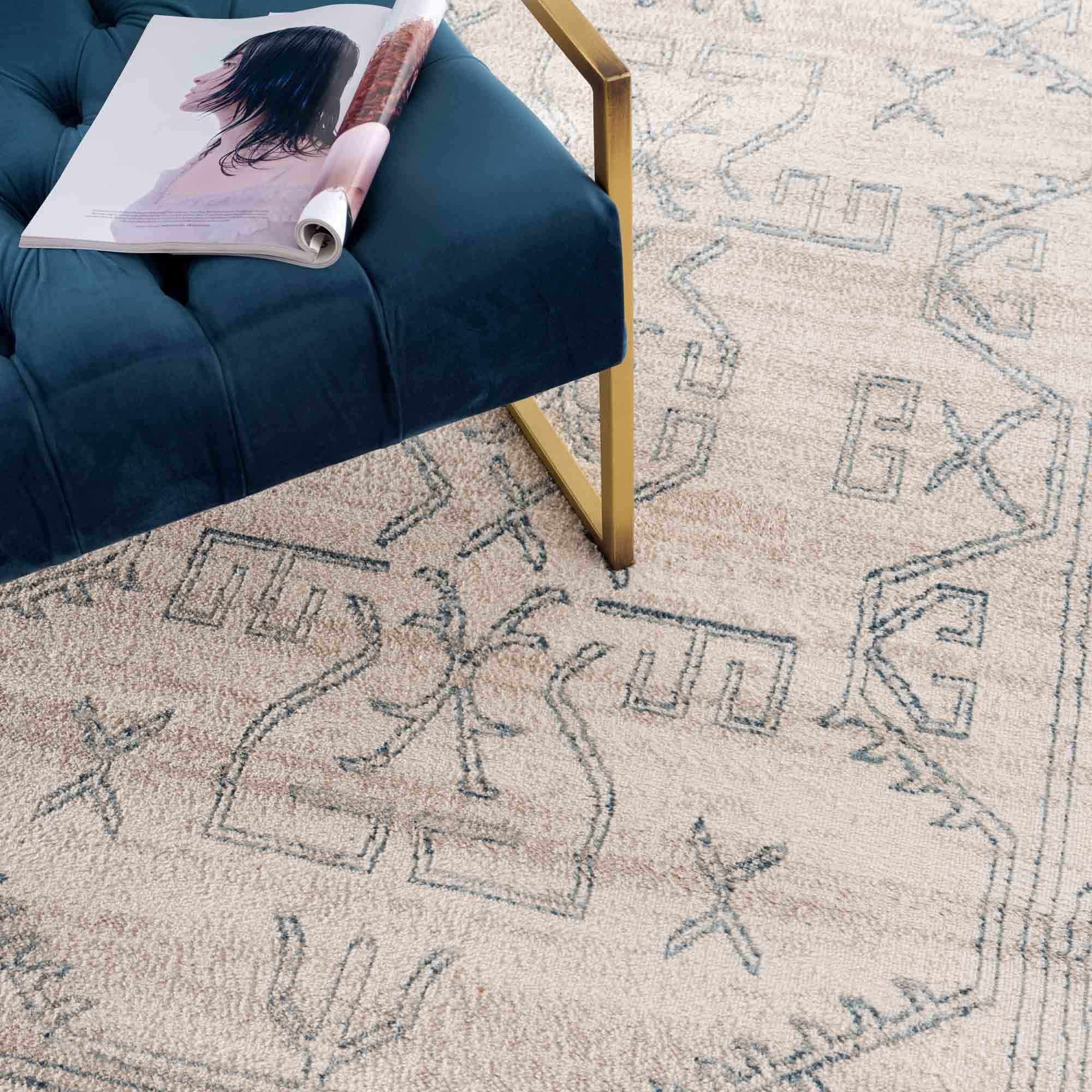Divya Cream & Silver Blue Area Rug - Clearance - Image 10