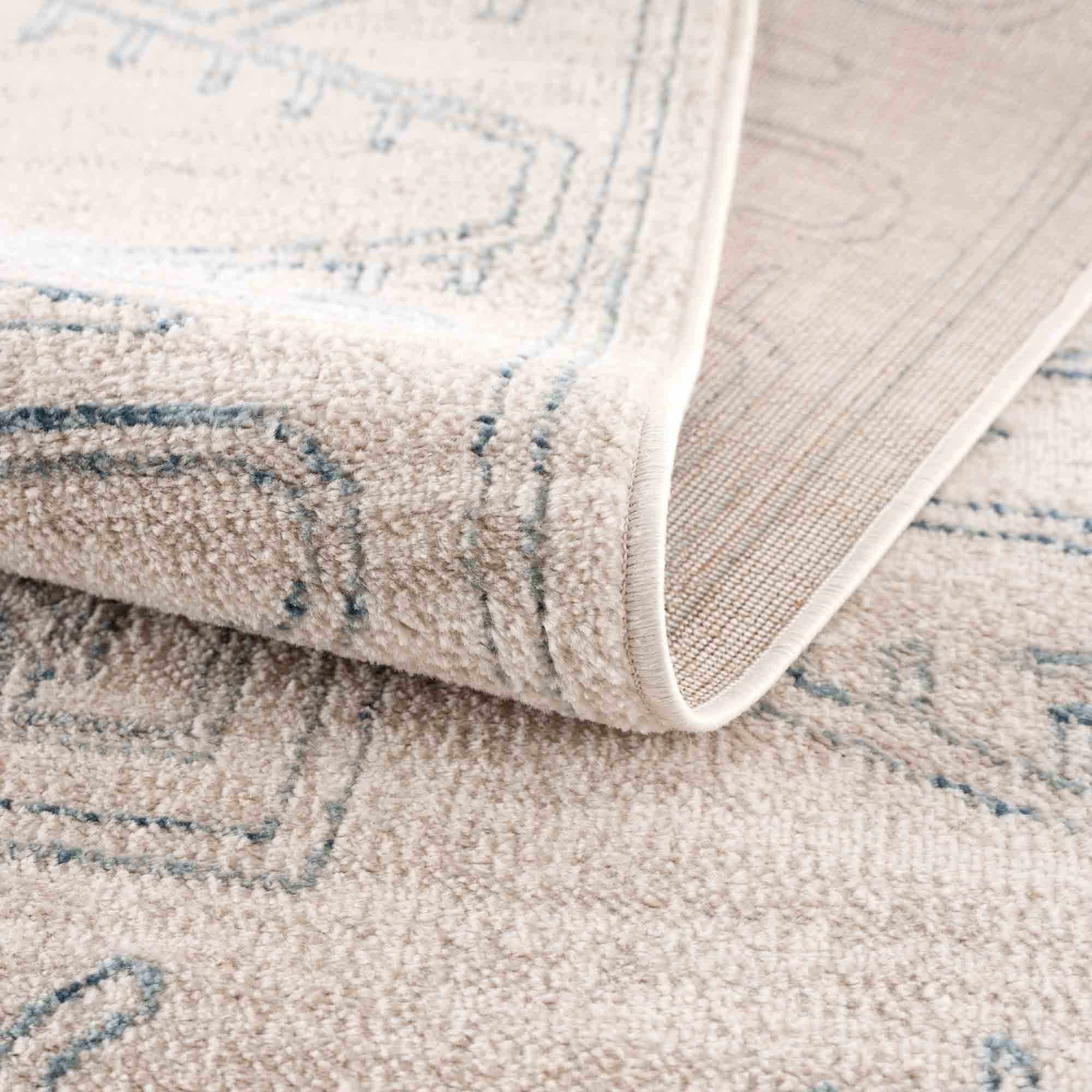 Divya Cream & Silver Blue Area Rug - Clearance - Image 13