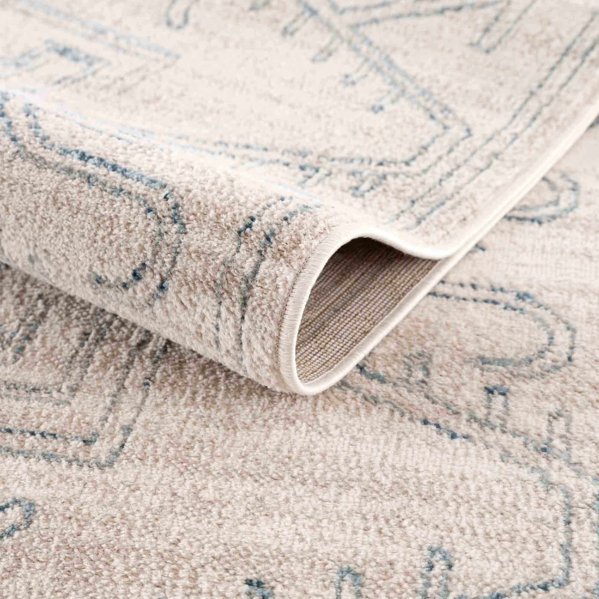 Divya Cream & Silver Blue Area Rug - Clearance - Image 6