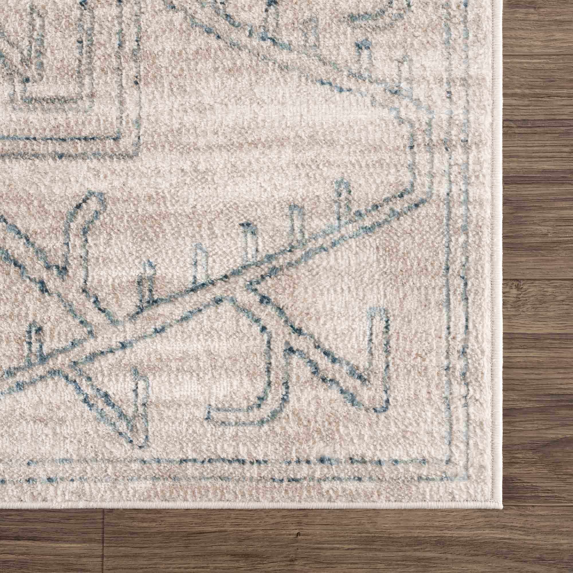 Divya Cream & Silver Blue Area Rug - Clearance - Image 8