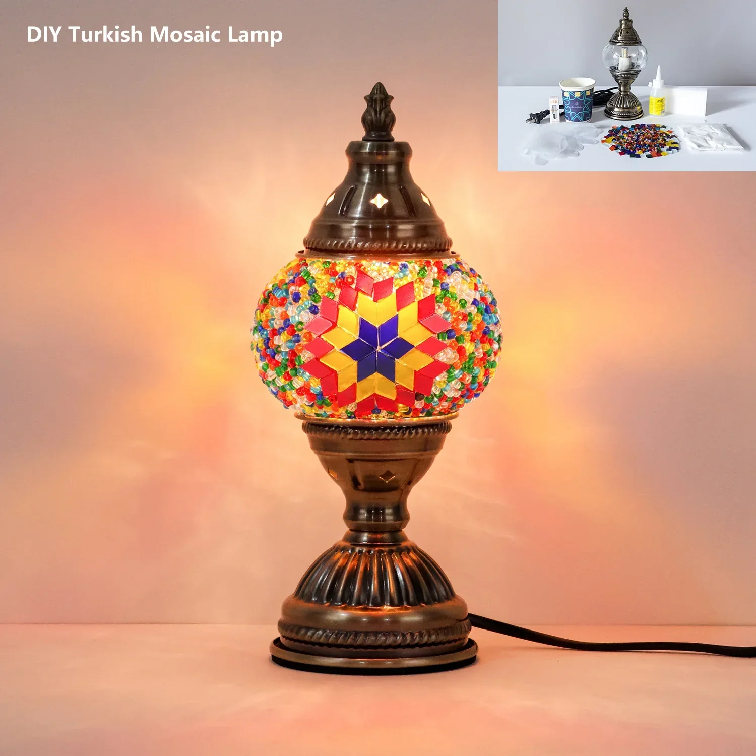 DIY Mosaic Table Lamp Kit Handmade Craft Night Light Parent Child Activity - Image 2