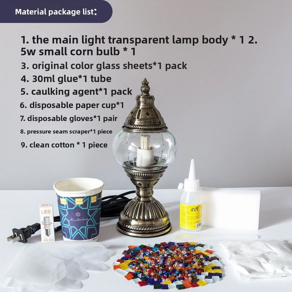 DIY Mosaic Table Lamp Kit Handmade Craft Night Light Parent Child Activity - Image 3