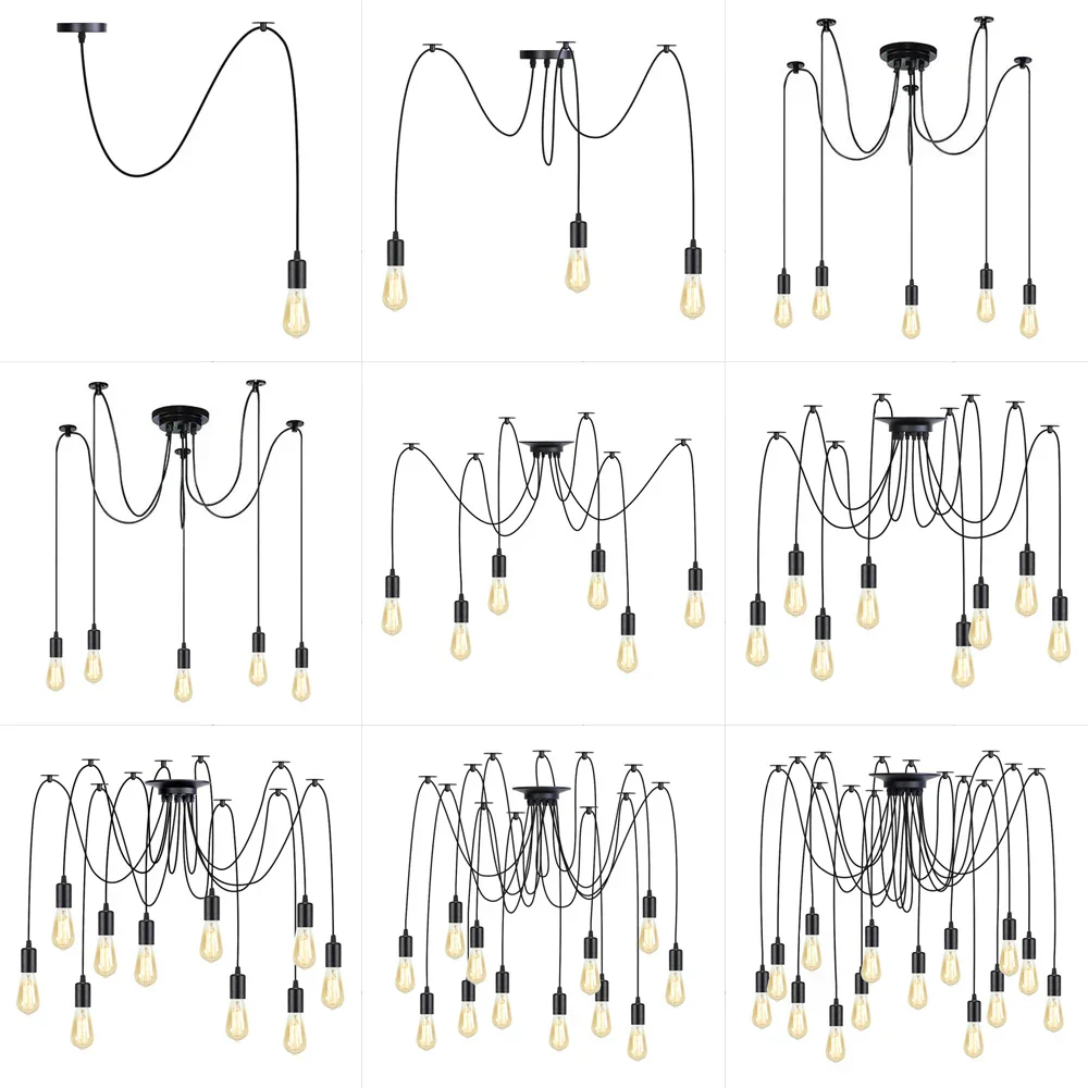 DIY Spider Chandelier Vintage Industrial Pendant Ceiling Light Home Hanging Lamp