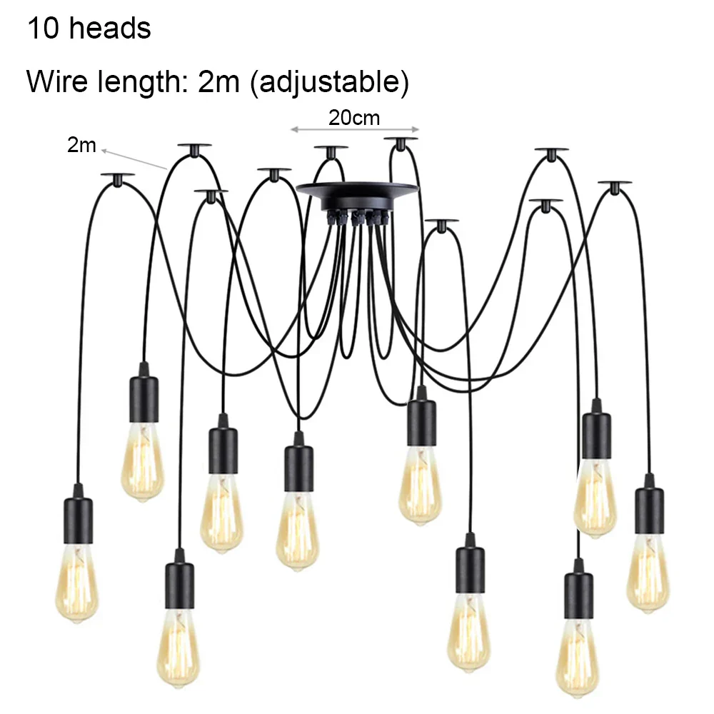 DIY Spider Chandelier Vintage Industrial Pendant Ceiling Light Home Hanging Lamp - Image 10