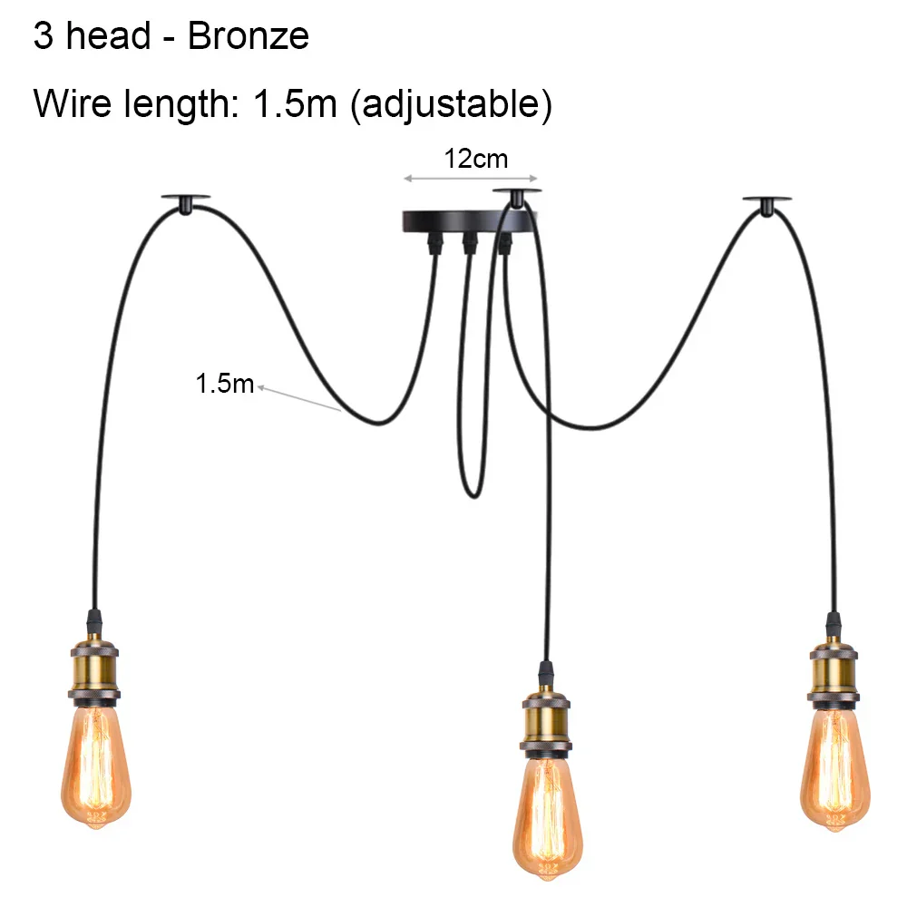 DIY Spider Chandelier Vintage Industrial Pendant Ceiling Light Home Hanging Lamp - Image 18