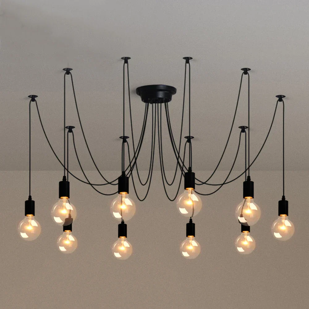 DIY Spider Chandelier Vintage Industrial Pendant Ceiling Light Home Hanging Lamp - Image 2