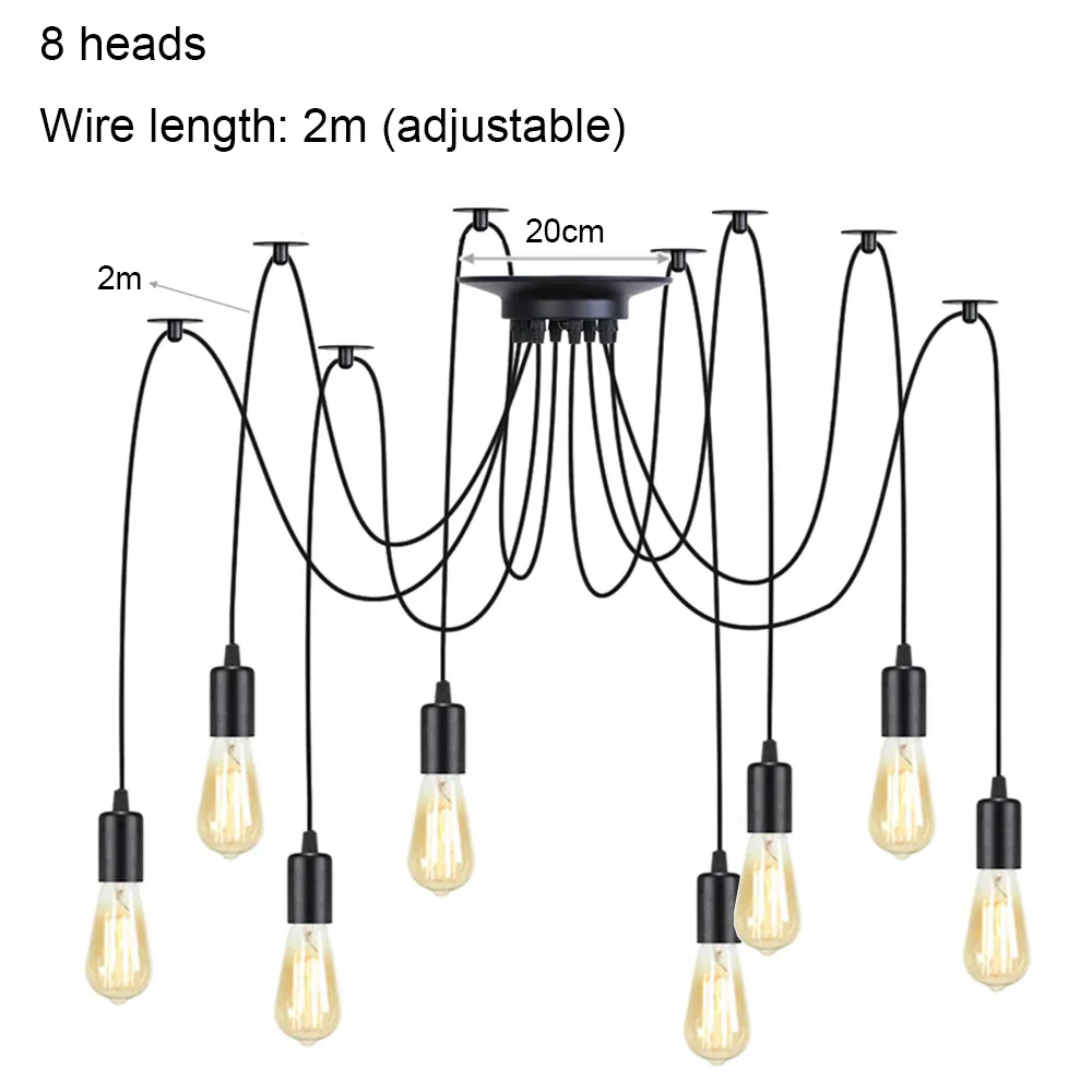 DIY Spider Chandelier Vintage Industrial Pendant Ceiling Light Home Hanging Lamp - Image 23