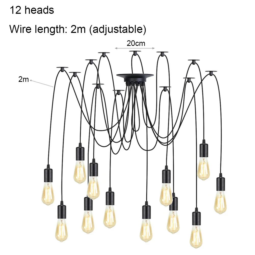 DIY Spider Chandelier Vintage Industrial Pendant Ceiling Light Home Hanging Lamp - Image 24