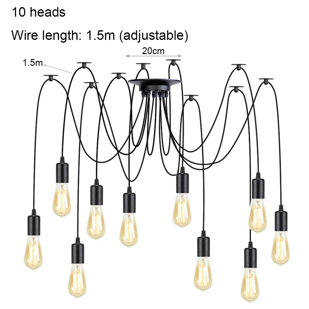 DIY Spider Chandelier Vintage Industrial Pendant Ceiling Light Home Hanging Lamp - Image 29