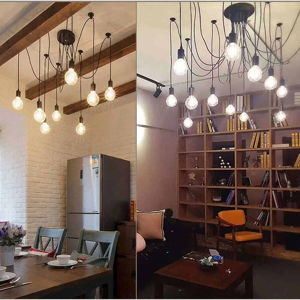 DIY Spider Chandelier Vintage Industrial Pendant Ceiling Light Home Hanging Lamp - Image 4