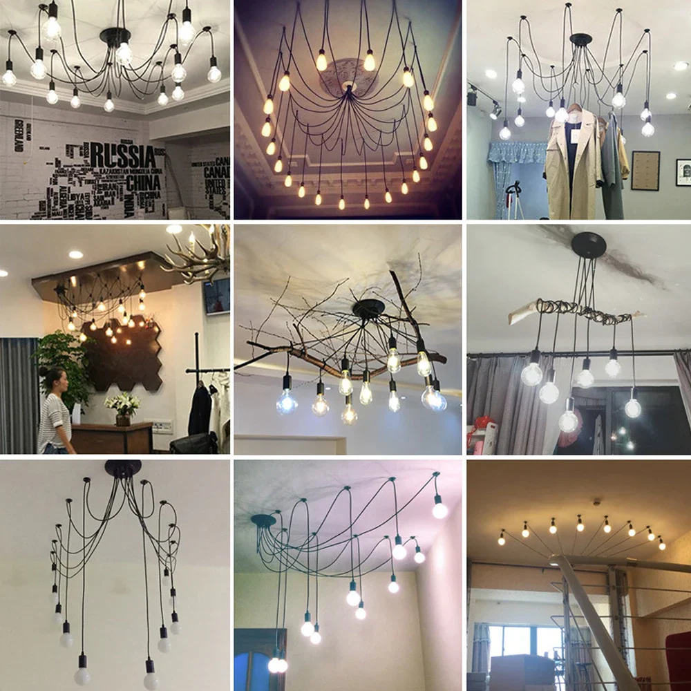 DIY Spider Chandelier Vintage Industrial Pendant Ceiling Light Home Hanging Lamp - Image 5