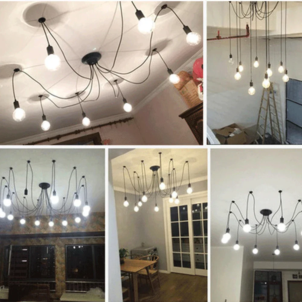 DIY Spider Chandelier Vintage Industrial Pendant Ceiling Light Home Hanging Lamp - Image 6
