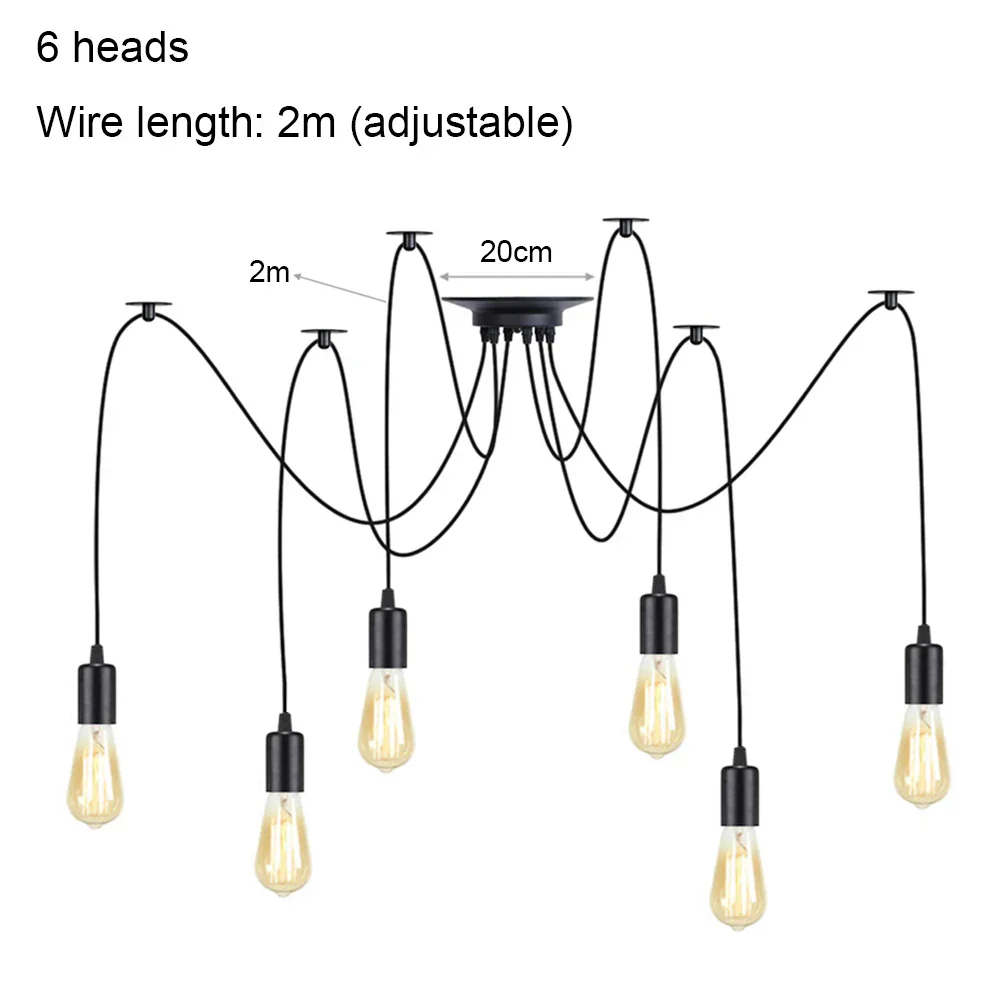 DIY Spider Chandelier Vintage Industrial Pendant Ceiling Light Home Hanging Lamp - Image 9