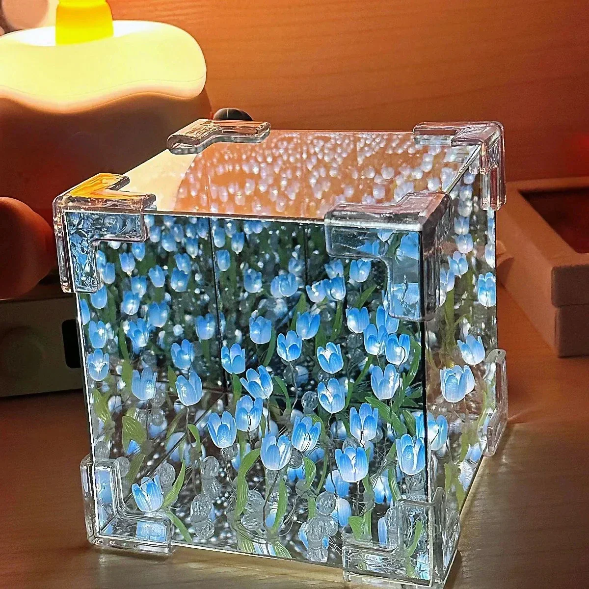 DIY Tulip Flower Night Light Kit Handmade Cube Lamp Aesthetic Room Decor Gift Set - Image 3