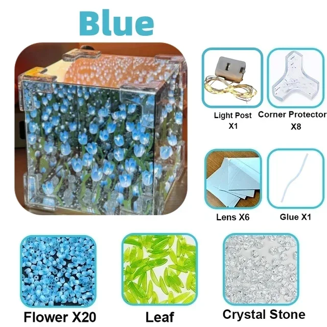 DIY Tulip Flower Night Light Kit Handmade Cube Lamp Aesthetic Room Decor Gift Set - Image 7