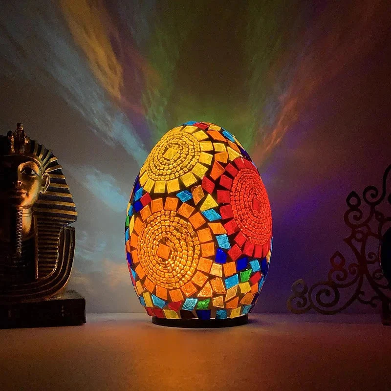 DIY Turkish Mosaic Egg Table Lamp Rechargeable Battery Bedside Desk Night Light - Image 12