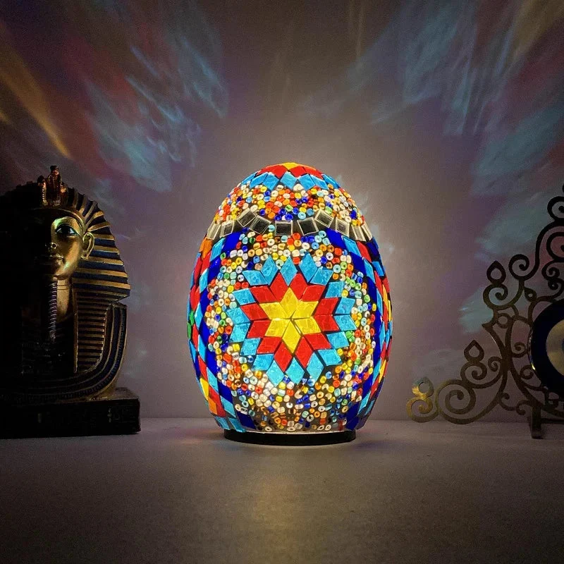 DIY Turkish Mosaic Egg Table Lamp Rechargeable Battery Bedside Desk Night Light - Image 3