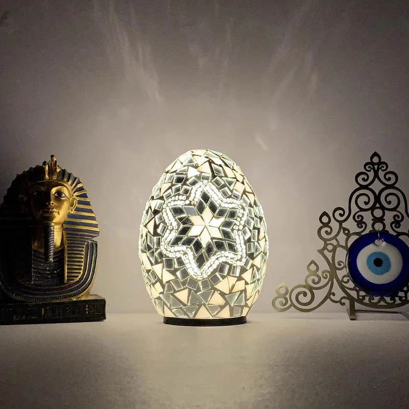 DIY Turkish Mosaic Egg Table Lamp Rechargeable Battery Bedside Desk Night Light - Image 5