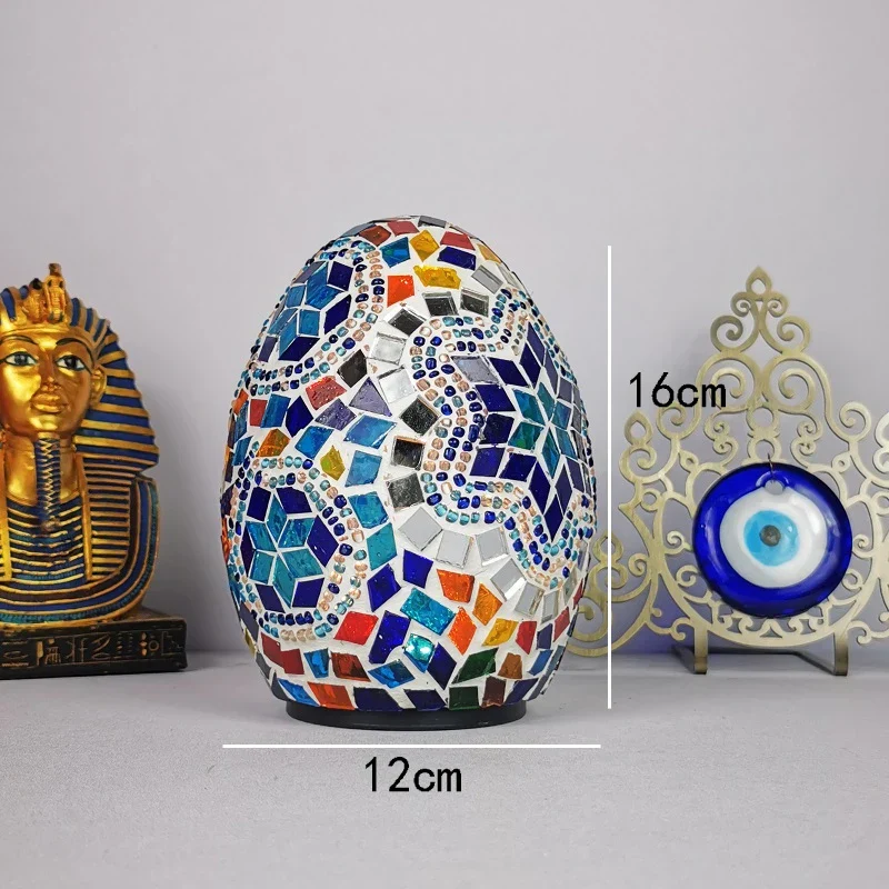 DIY Turkish Mosaic Egg Table Lamp Rechargeable Battery Bedside Desk Night Light - Image 6