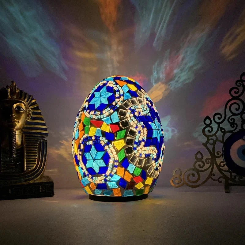 DIY Turkish Mosaic Egg Table Lamp Rechargeable Battery Bedside Desk Night Light - Image 7