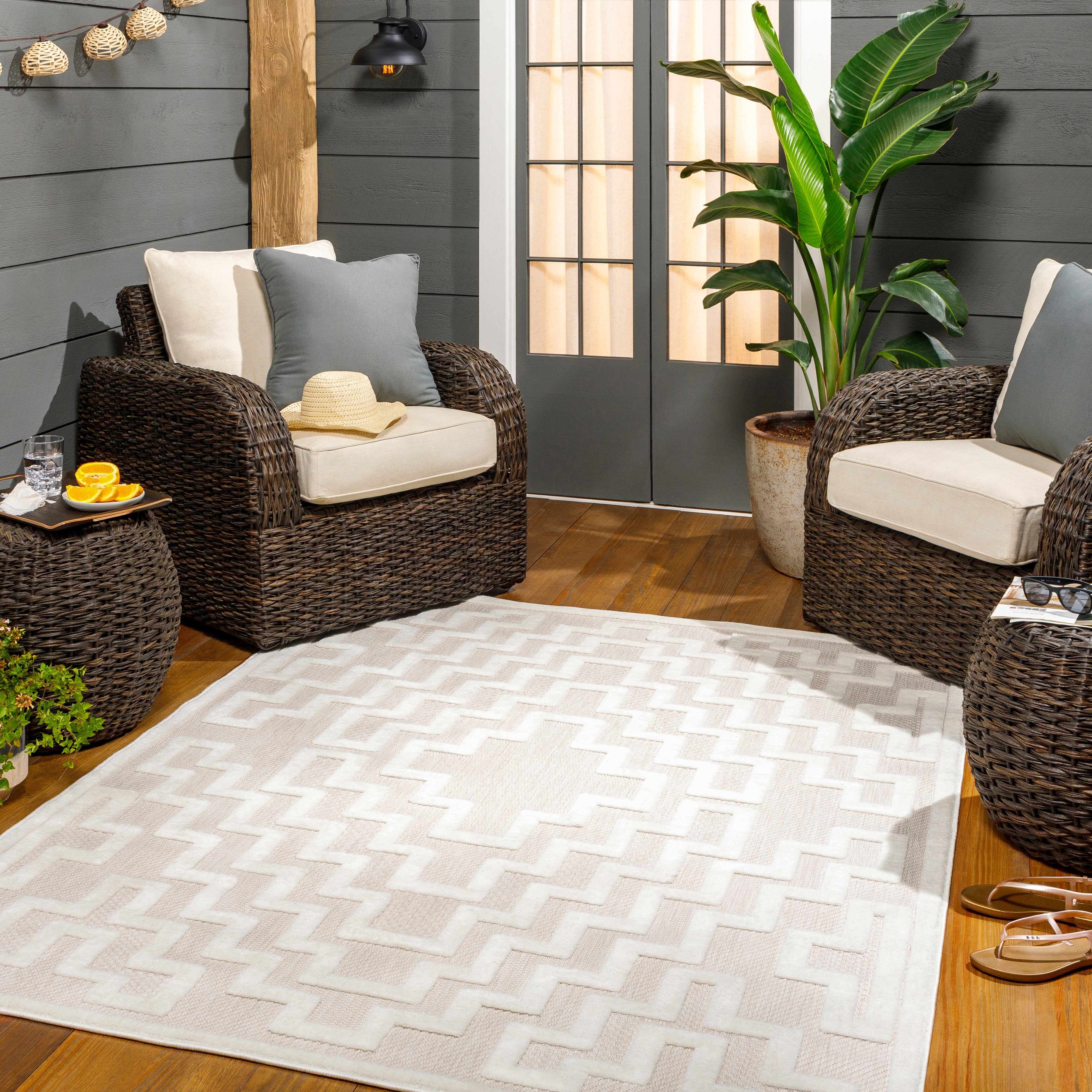 Diza Cream Outdoor Rug - Clearance - Image 11