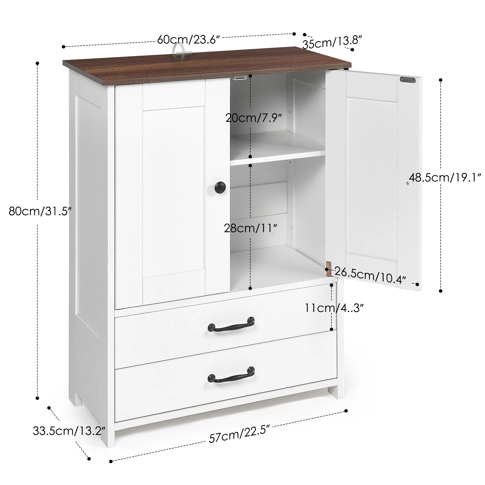 Dog Feeding Station Double Door Locker with 2 Adjustable Dog Bowls White - Image 10