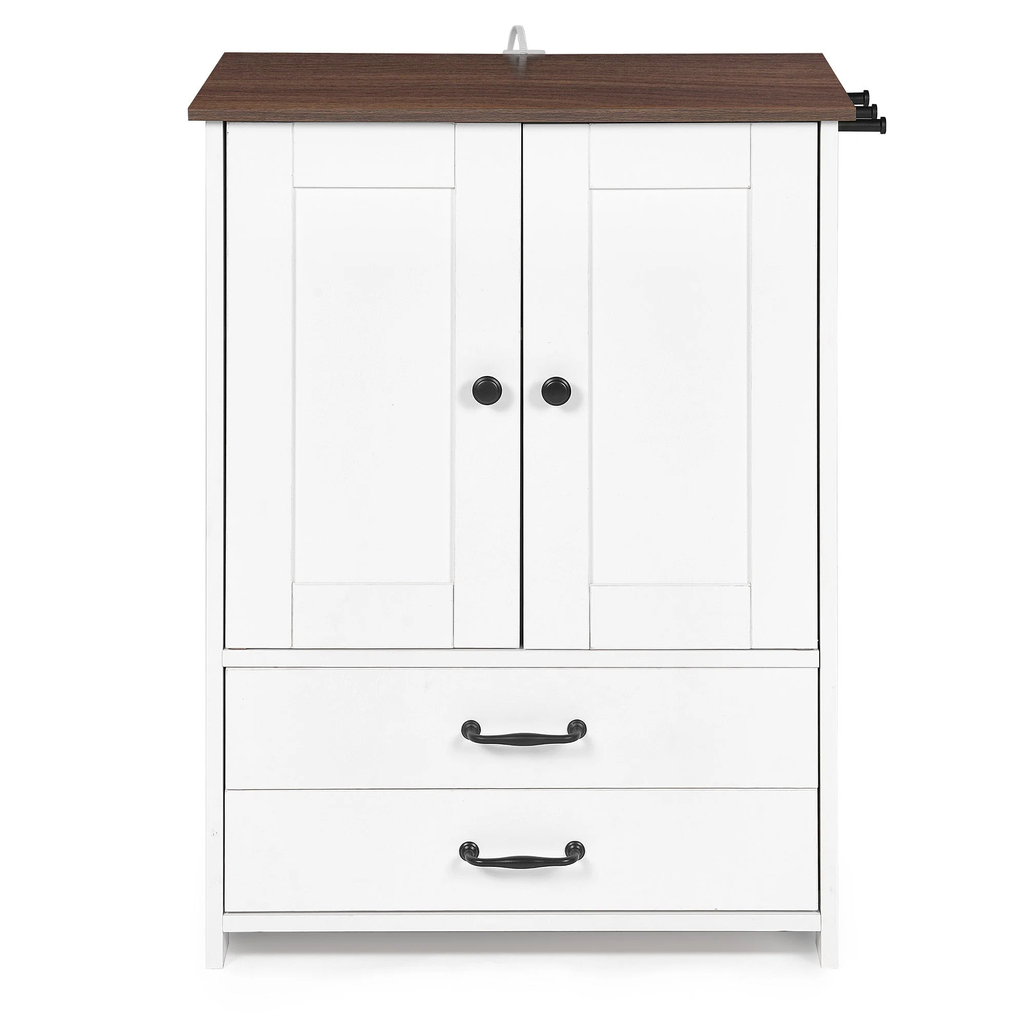 Dog Feeding Station Double Door Locker with 2 Adjustable Dog Bowls White - Image 13