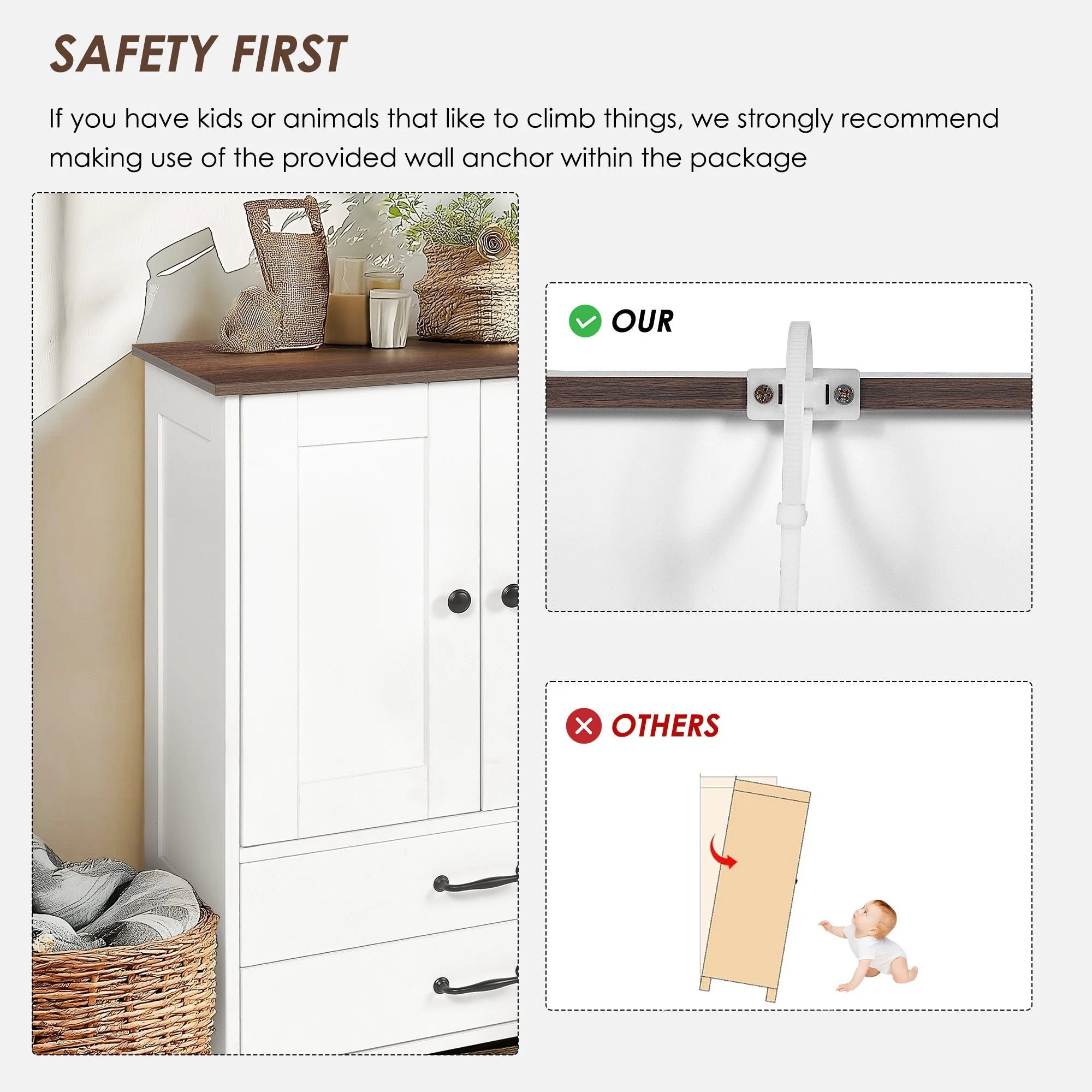 Dog Feeding Station Double Door Locker with 2 Adjustable Dog Bowls White - Image 8