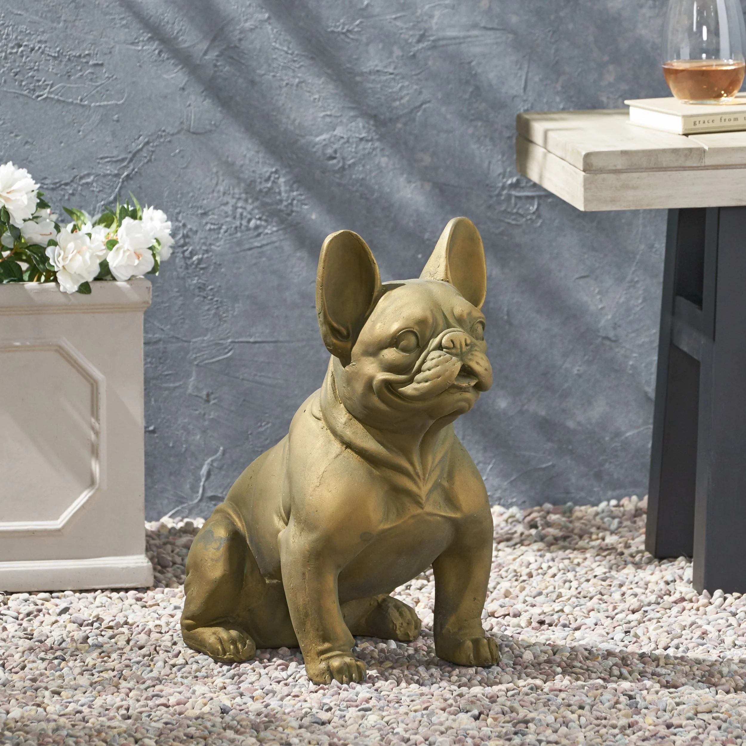 Dog Garden Sculpture, Outdoor French Bulldog Garden Statue - Image 2