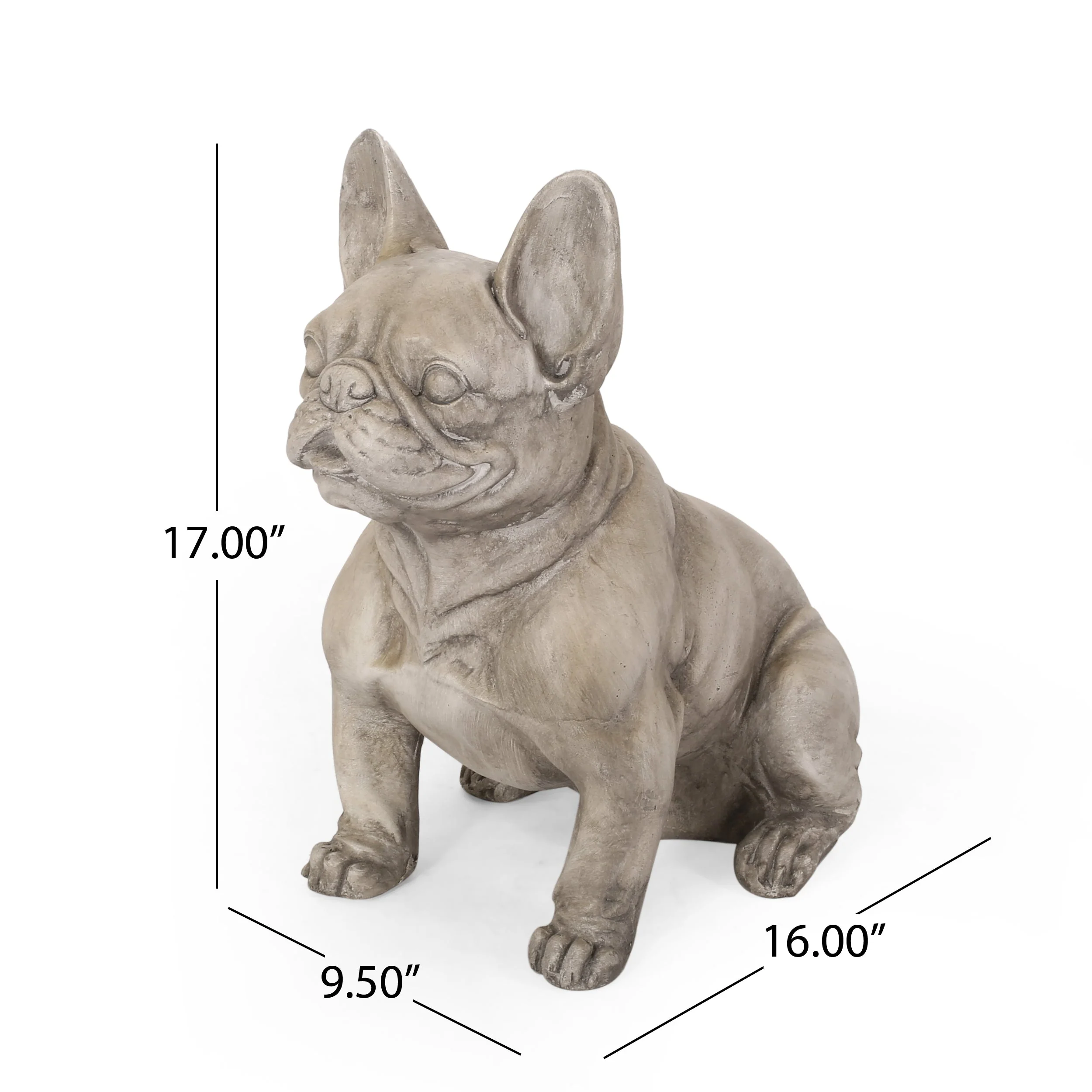 Dog Garden Sculpture, Outdoor French Bulldog Garden Statue, Gray - Image 4