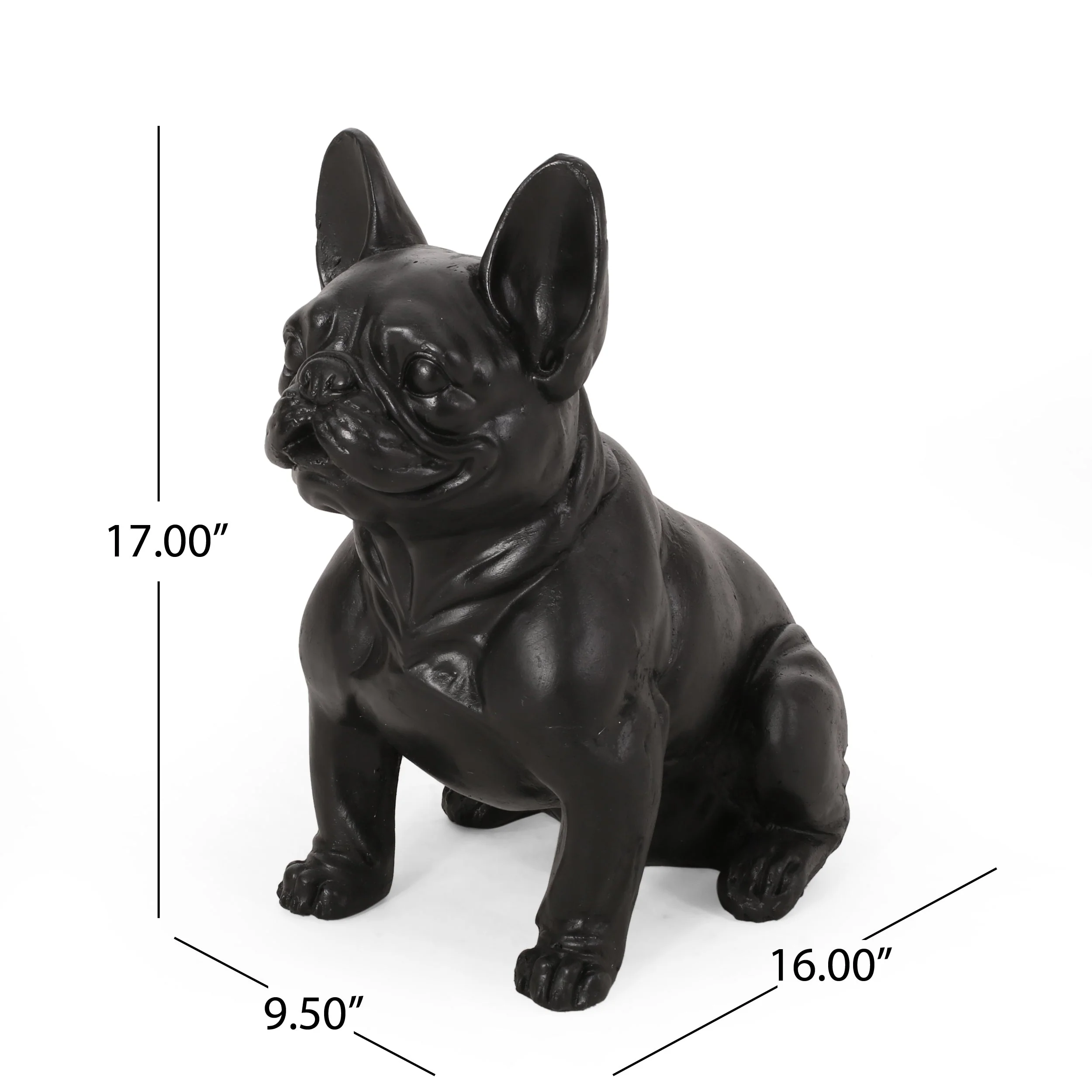 Dog Garden Sculpture, Outdoor French Bulldog Garden Statue, Matte Black - Image 4