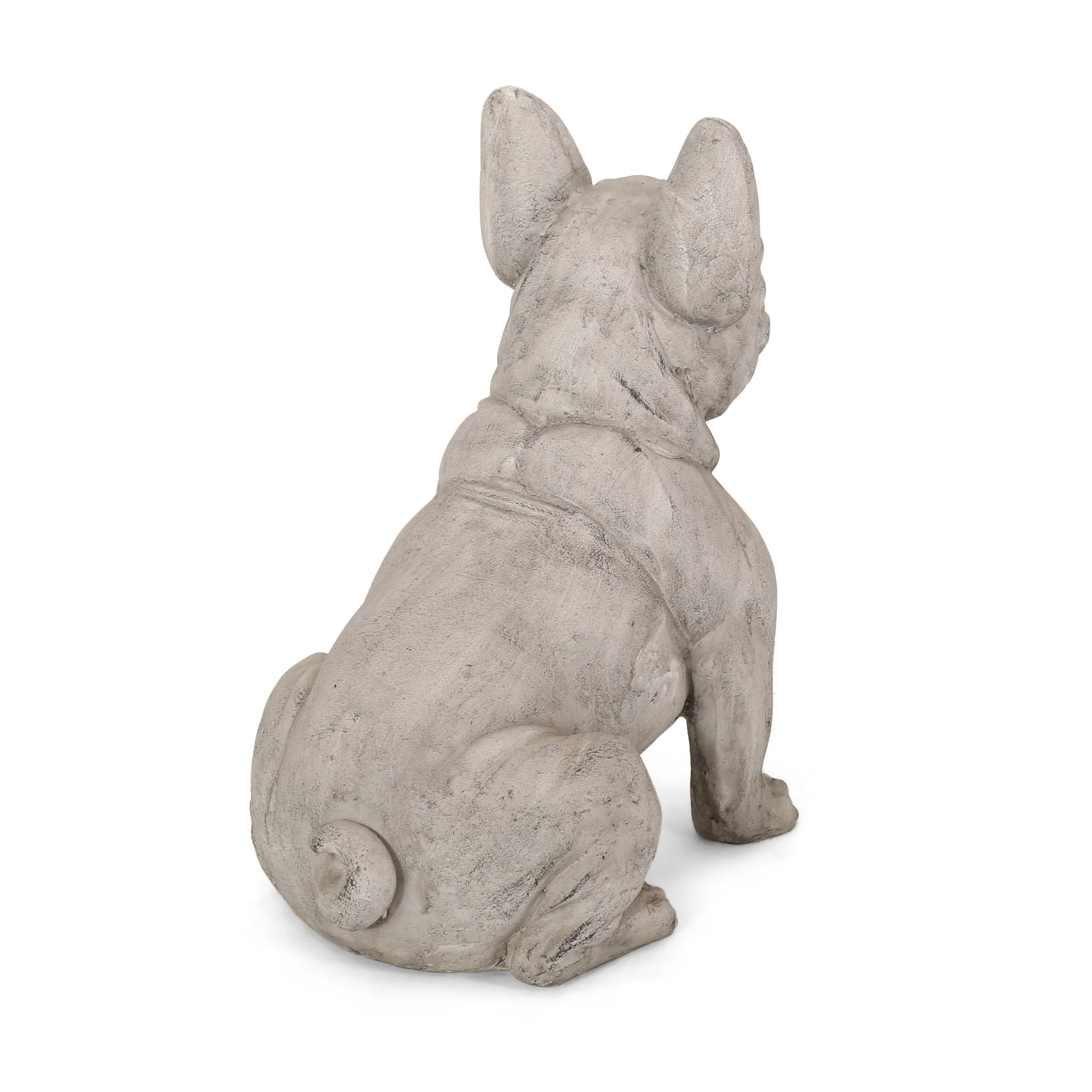 Dog Garden Sculpture, Outdoor French Bulldog Garden Statue, Rustic White - Image 6