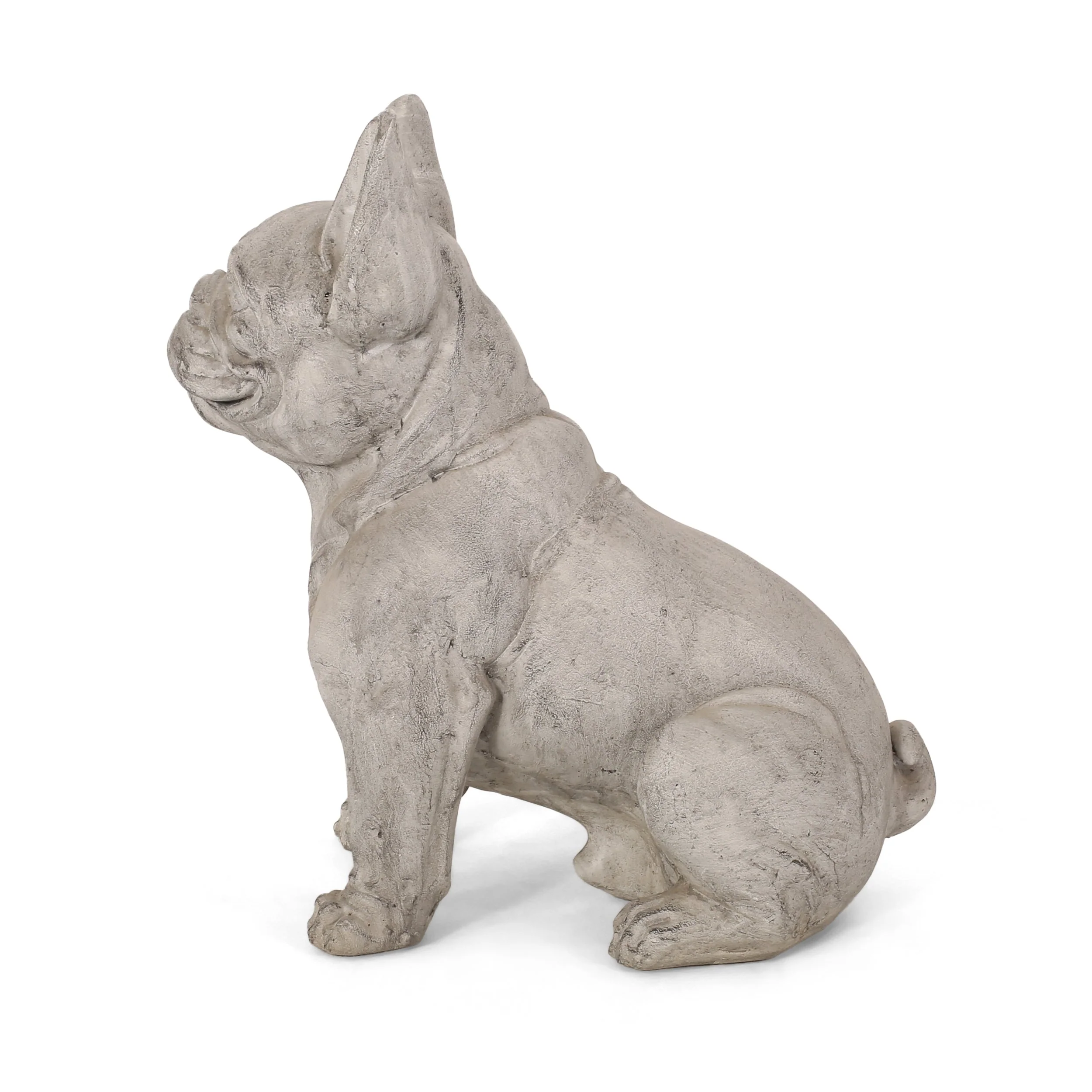 Dog Garden Sculpture, Outdoor French Bulldog Garden Statue, Rustic White - Image 7