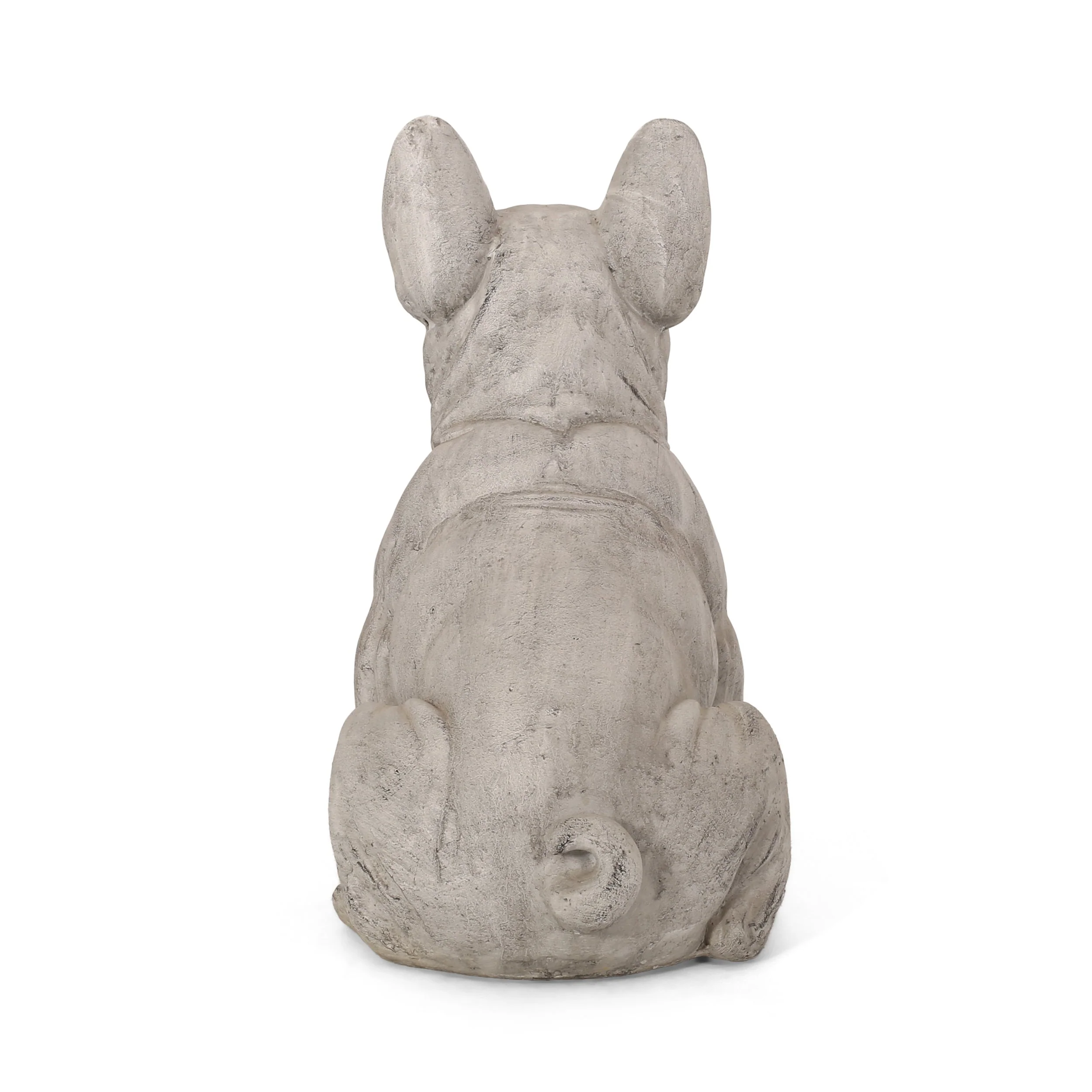 Dog Garden Sculpture, Outdoor French Bulldog Garden Statue, Rustic White - Image 9