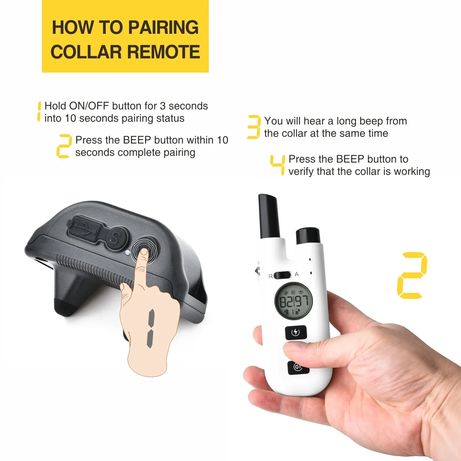Dog Training Collar 800M Remote Waterproof Rechargeable No Bark Control Collar 2in1 - Image 3